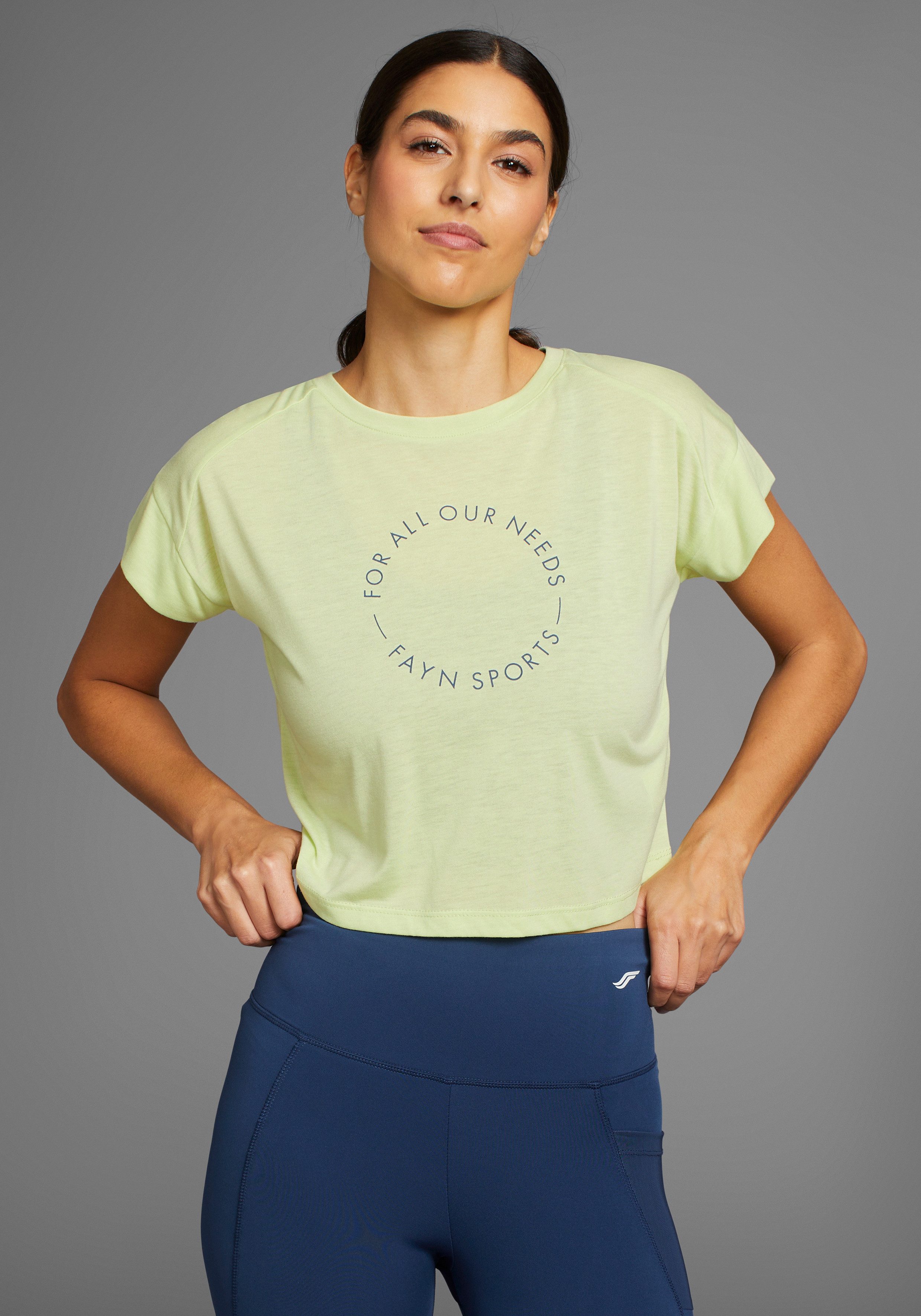 FAYN SPORTS Functioneel shirt Cropped Top Korte mouw, sportieve pasvorm, effen kleur, ronde hals (set, 2-delig)
