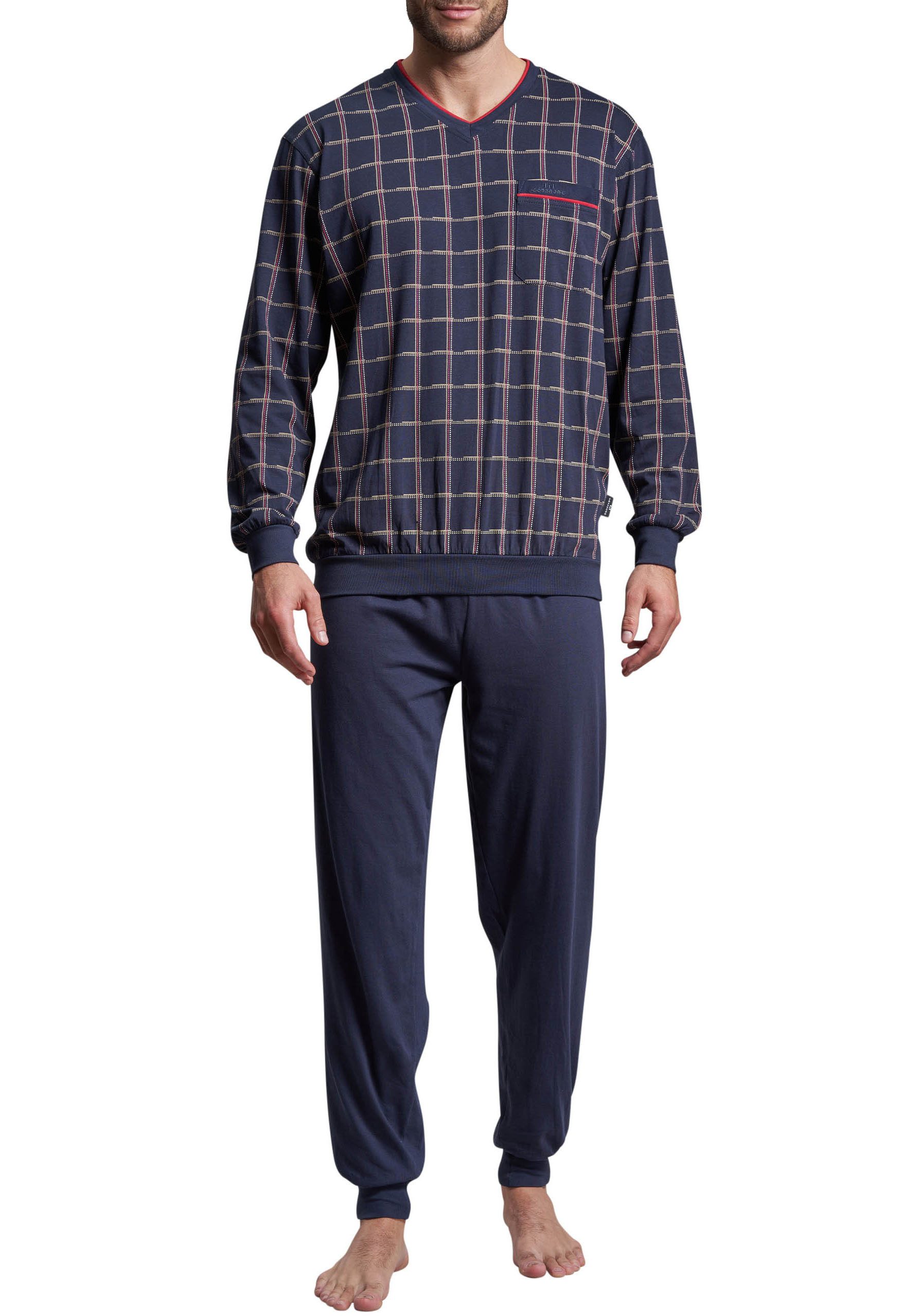 GÖTZBURG Pyjama Bronx met fijne contrastnaad en coole patroon (2-delig)