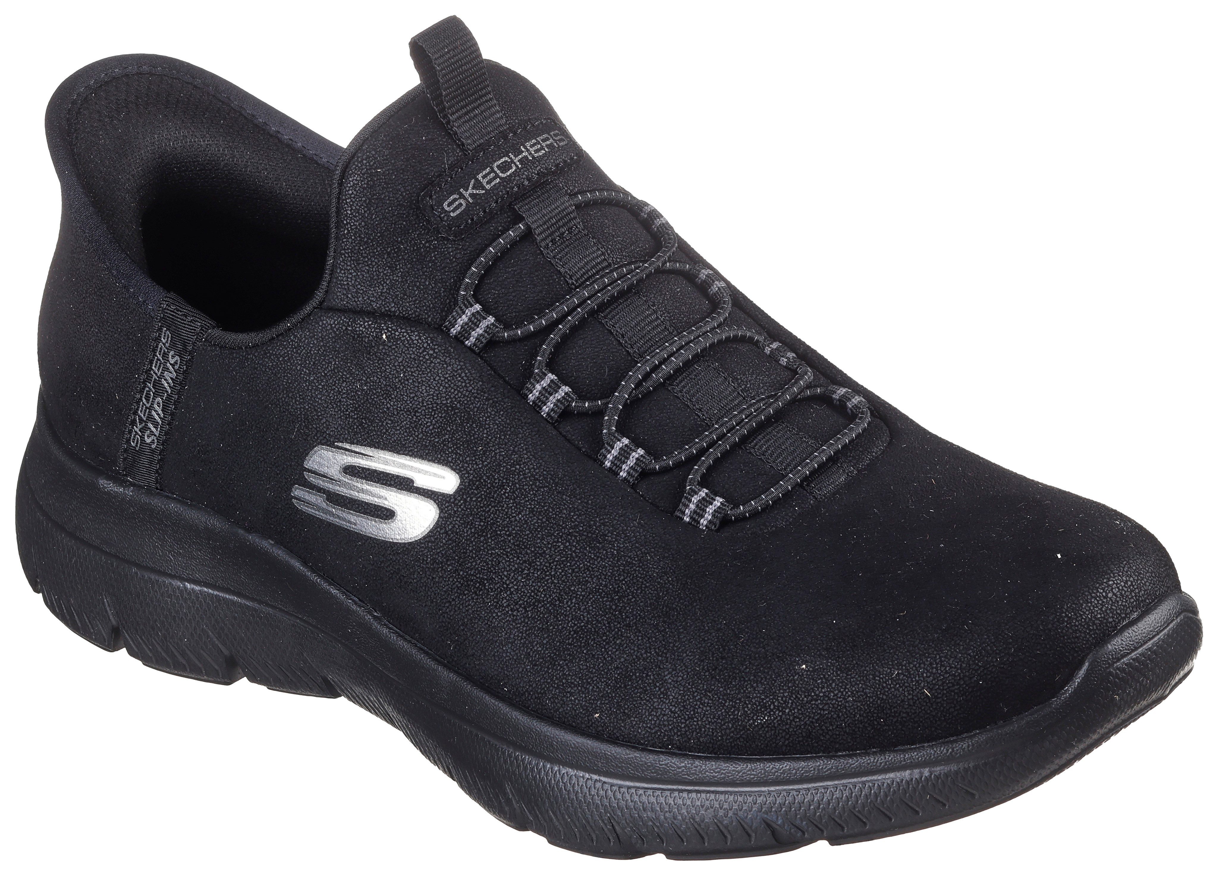 Skechers Slip-on sneakers Summits Slipper, vrijetijdsschoen, lage schoen in vegan uitvoering dames lage sneakers maat 35 EU zwart