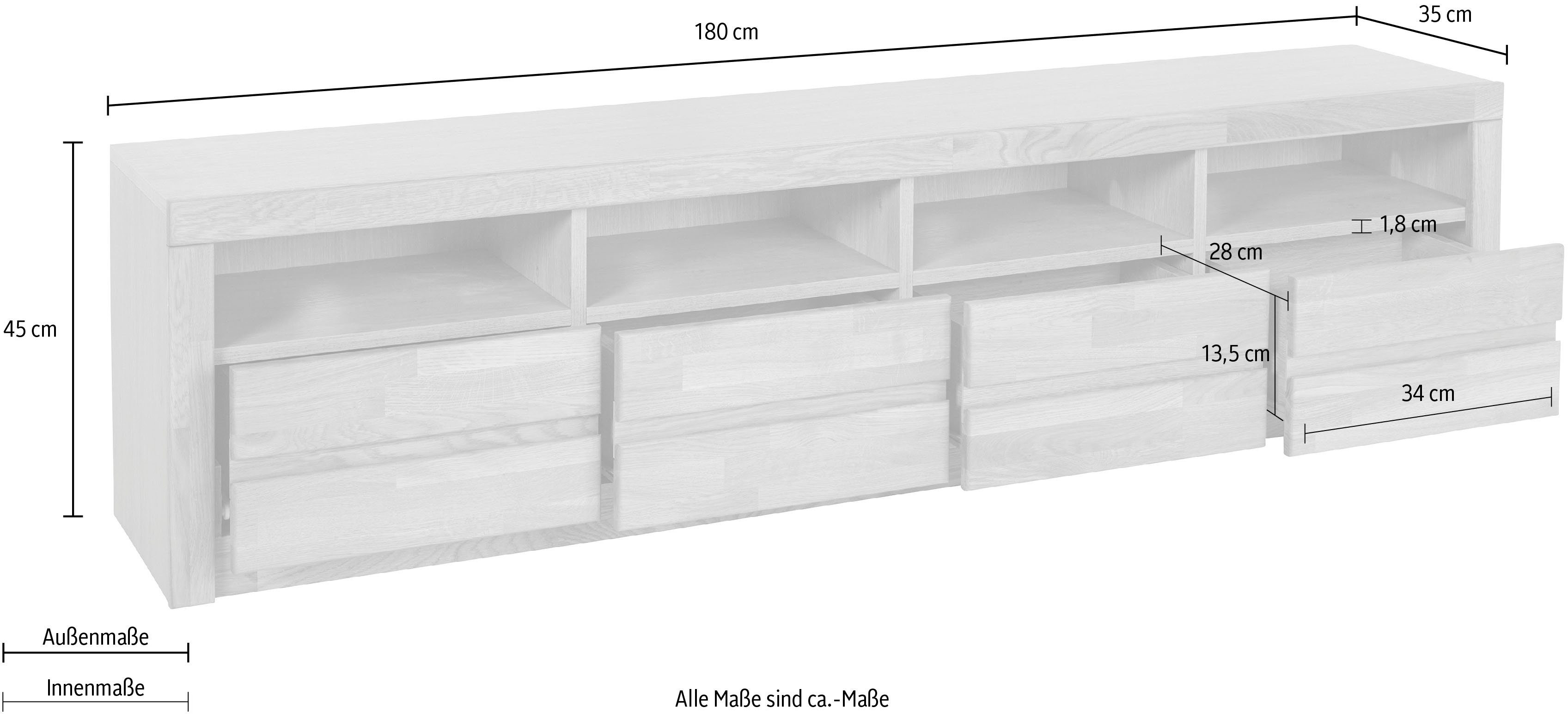 Home affaire Tv-meubel Silkeborg mooie greeploze look,breedte 180 cm
