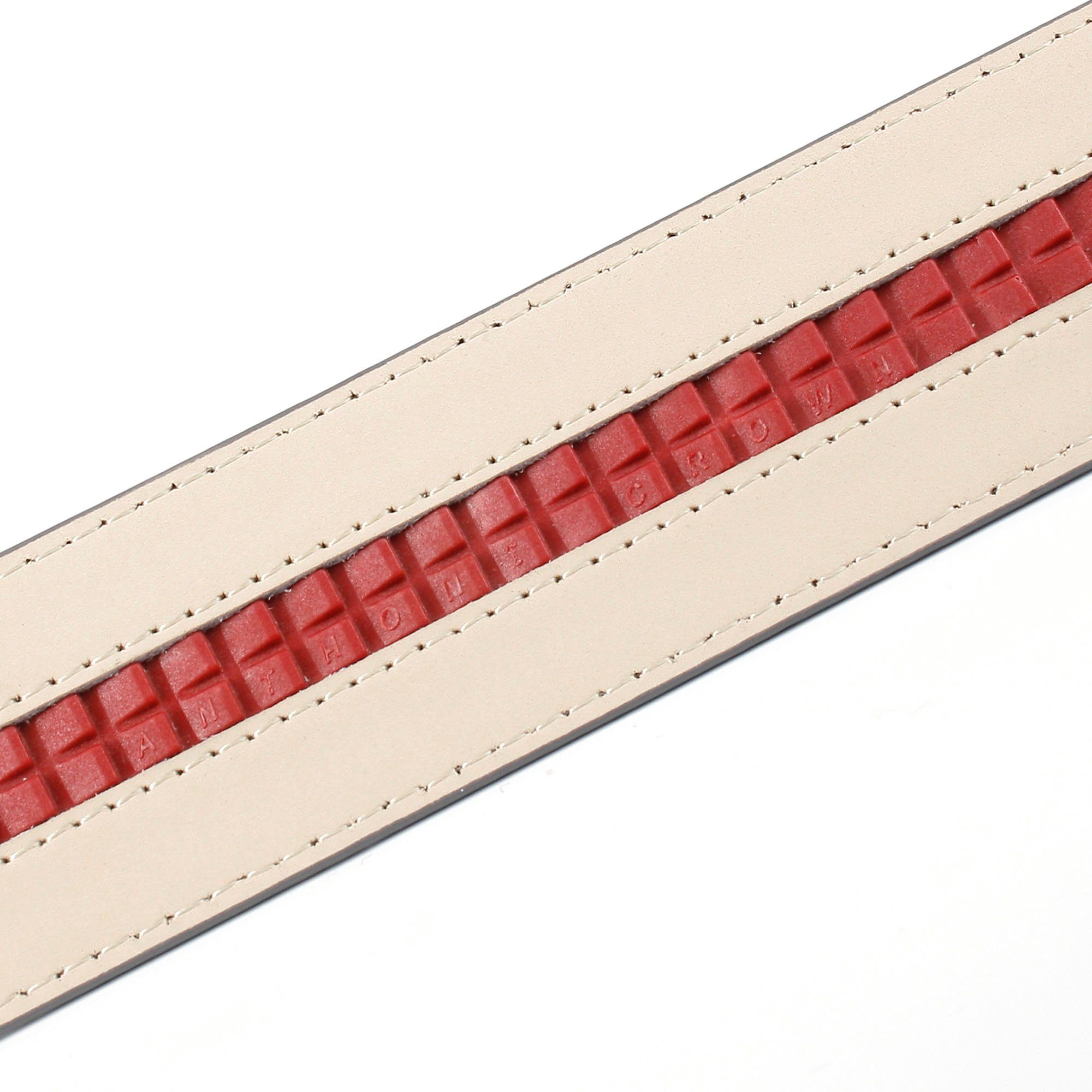 Anthoni Crown Leren riem met zilverkleurige automatische gesp en draaiende stuurriem