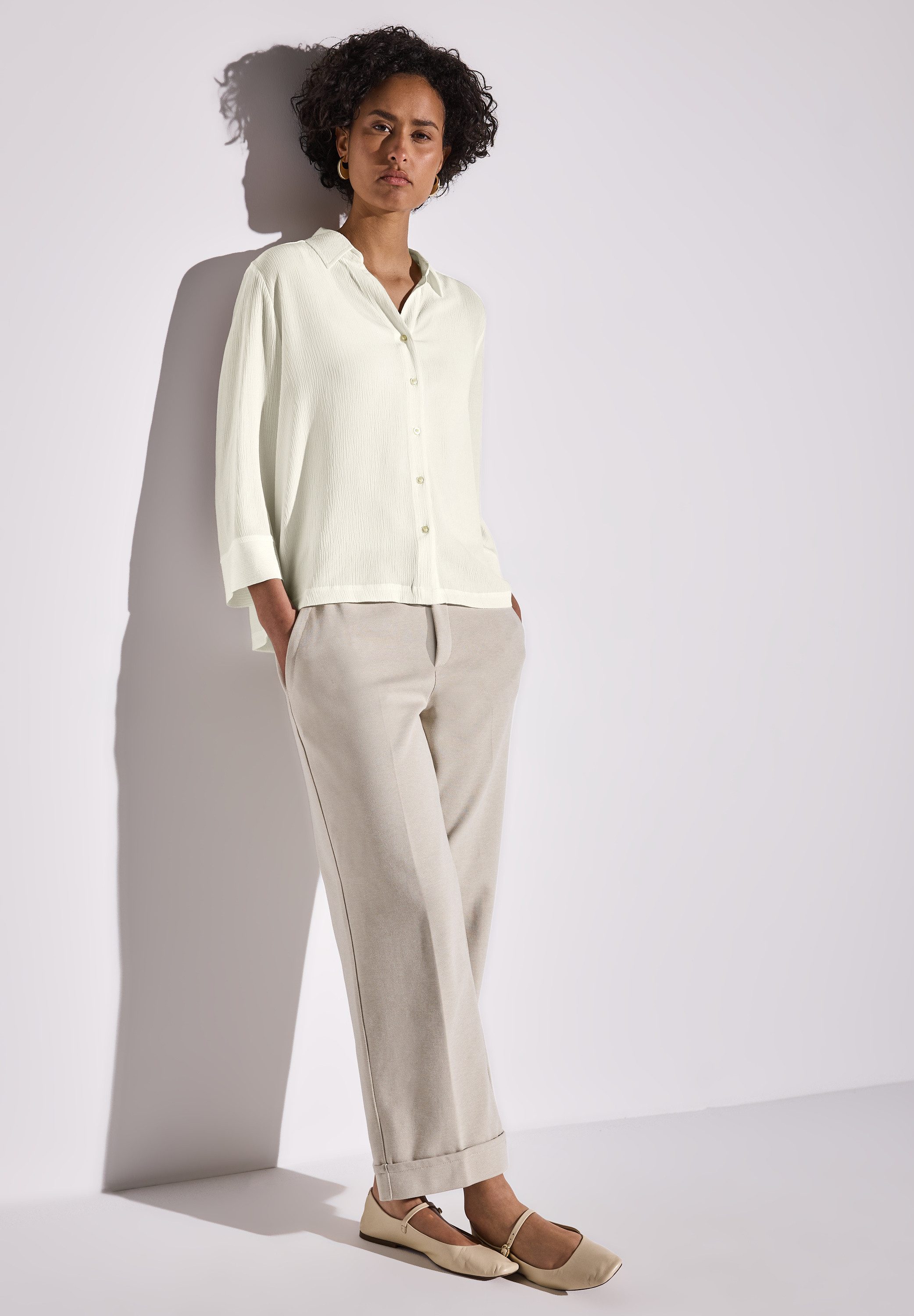 STREET ONE Gekreukte blouse met 3/4-mouwen
