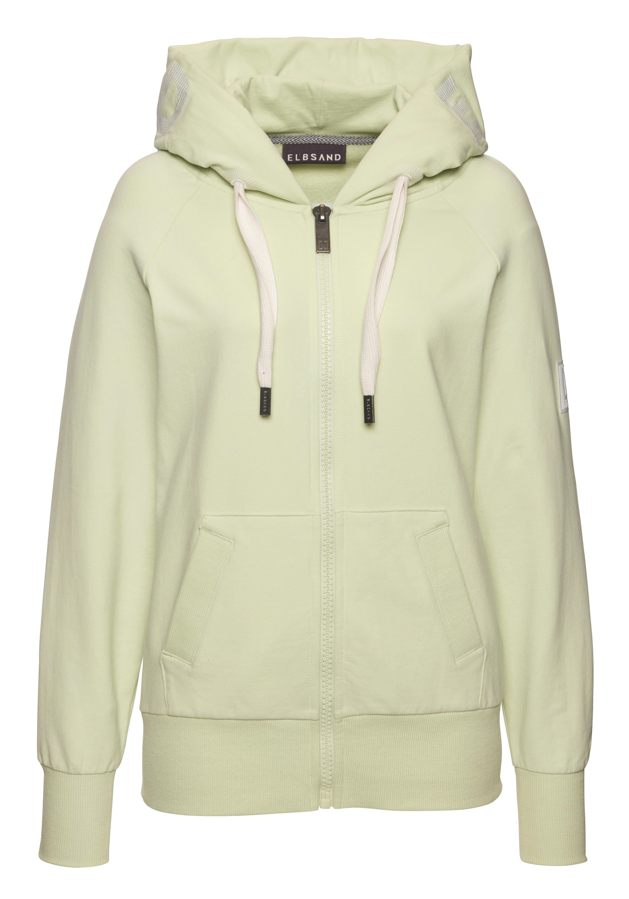 Elbsand Capuchonsweatvest Kelda met logo-stiksel op de capuchon, basic