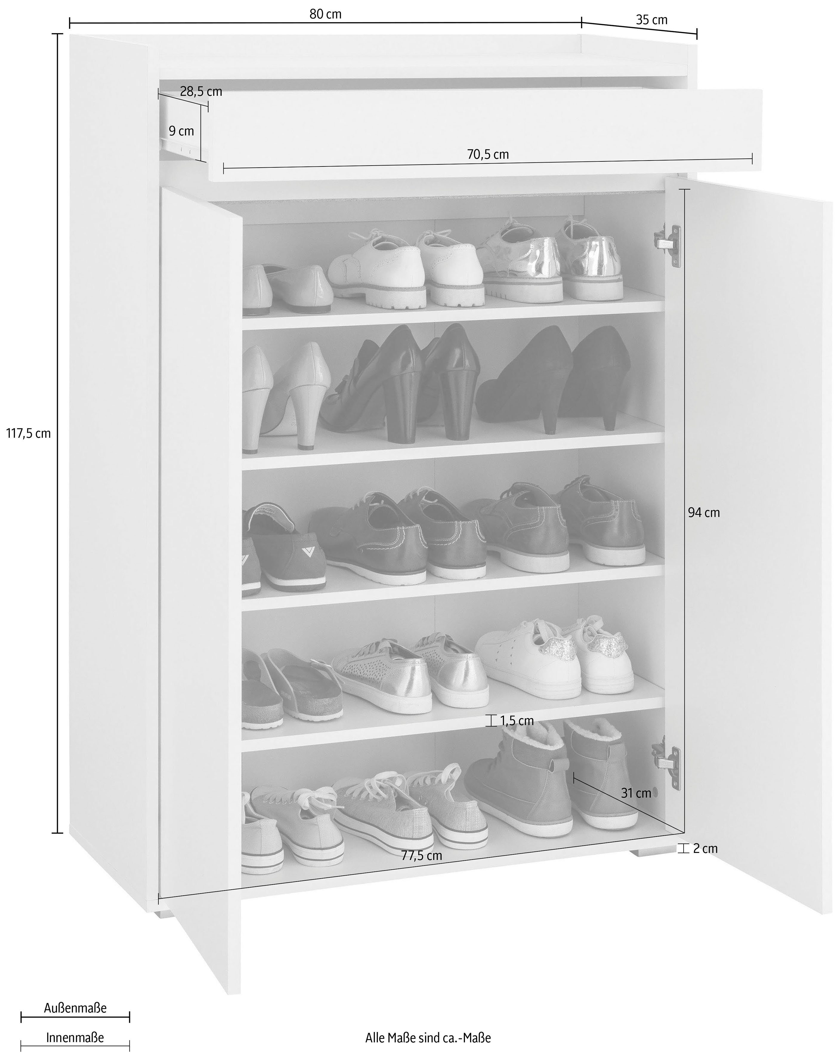 INOSIGN Schoenenkast Kosmo Breedte 80 cm