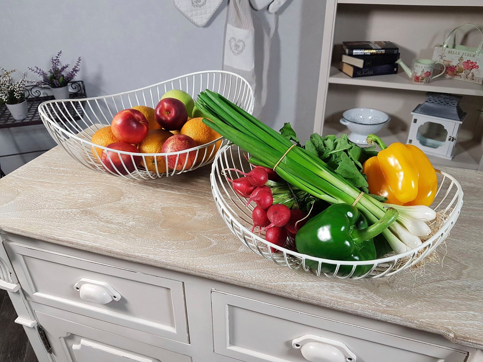 Ambiente Haus Decoratieve Schaal antiek-wit - paar 38 cm (1 stuk)