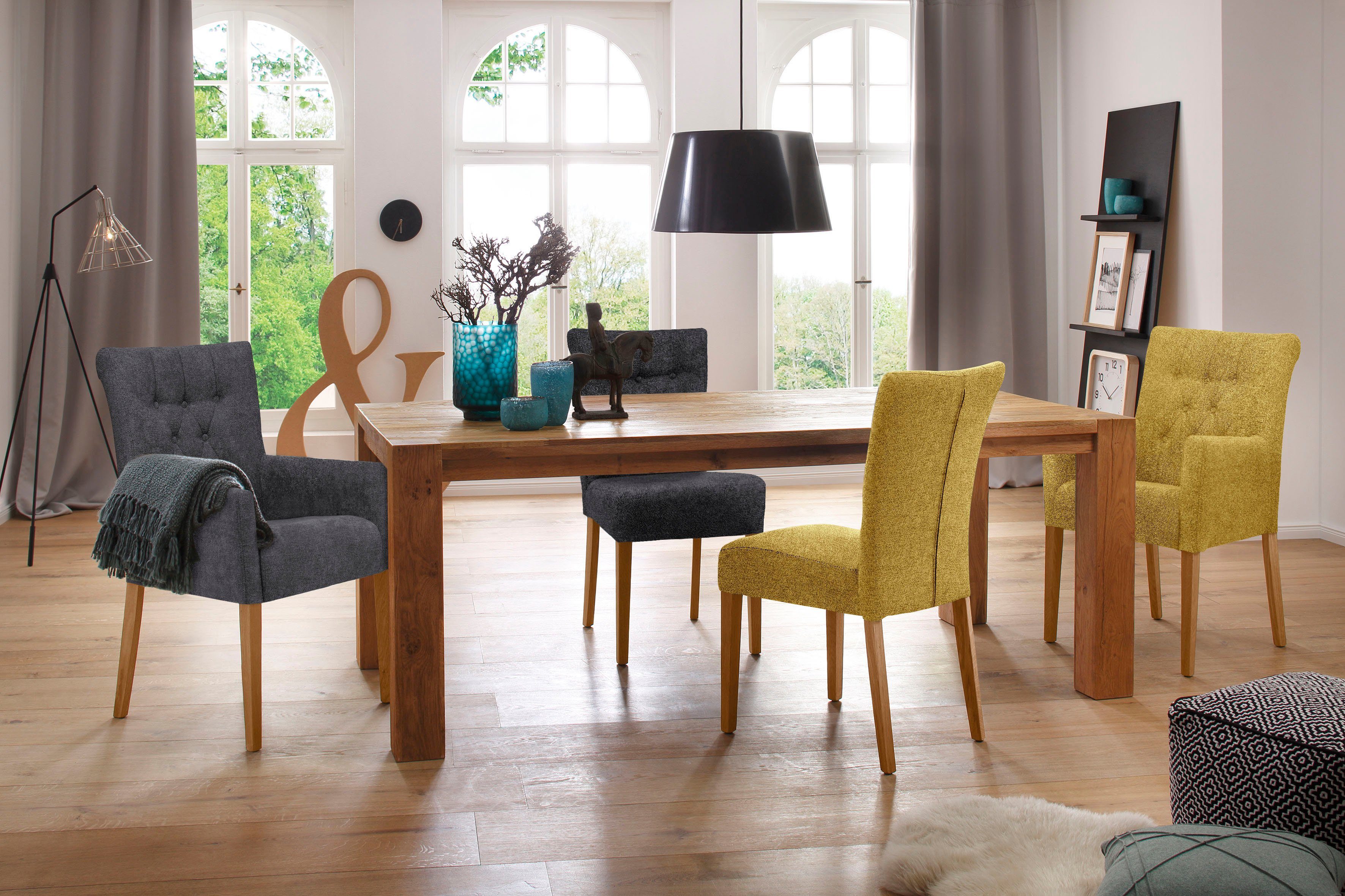 Home affaire Eetkamerstoel King Fauteuil met knoopdetails, gestoffeerde stoel (1 stuk)