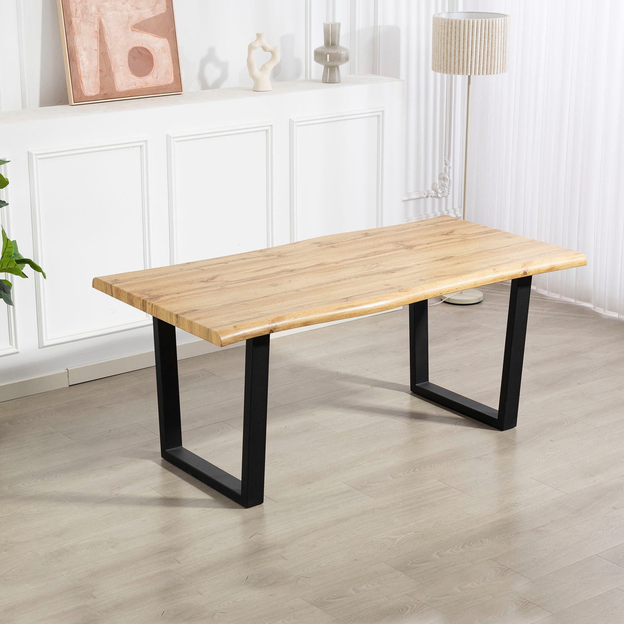 Duo Collection Tafel met hout Tafel Thea Massief beugelonderstel van metaal, draagvermogen tot 100 kg