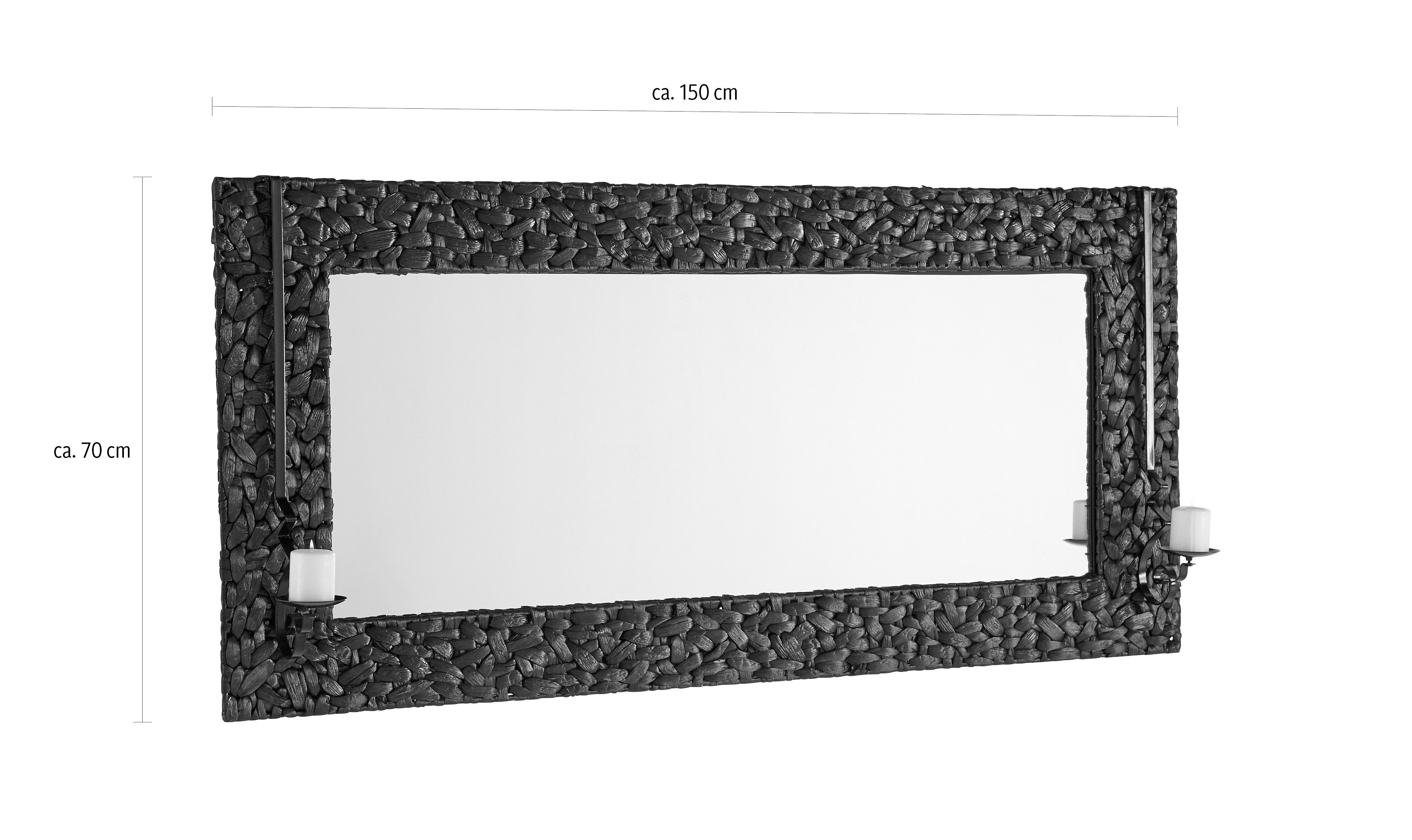 Home affaire Spiegel Mooier ontvangst met kaarshouder, gevlochten waterhyacint, breedte 150 cm