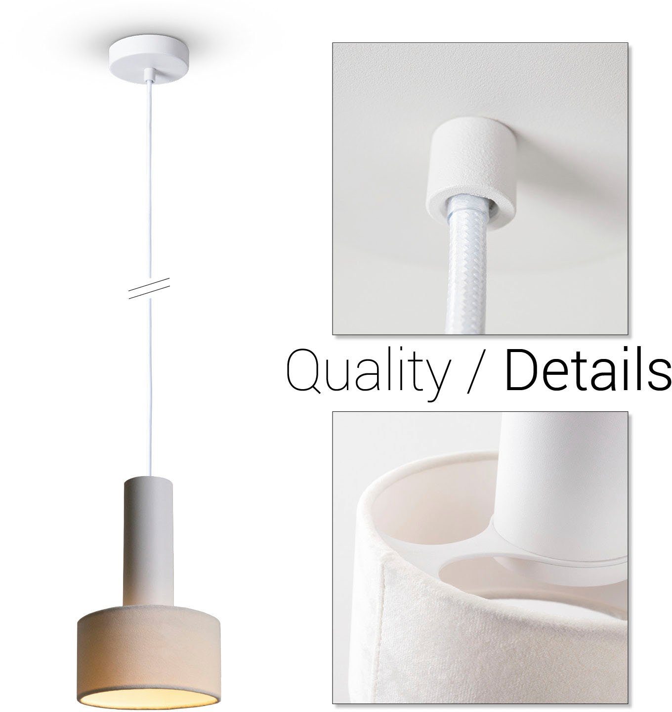 Paco Home Hanglamp VELUTA Woonkamer hanglamp stoffen kap eetkamer modern GU10