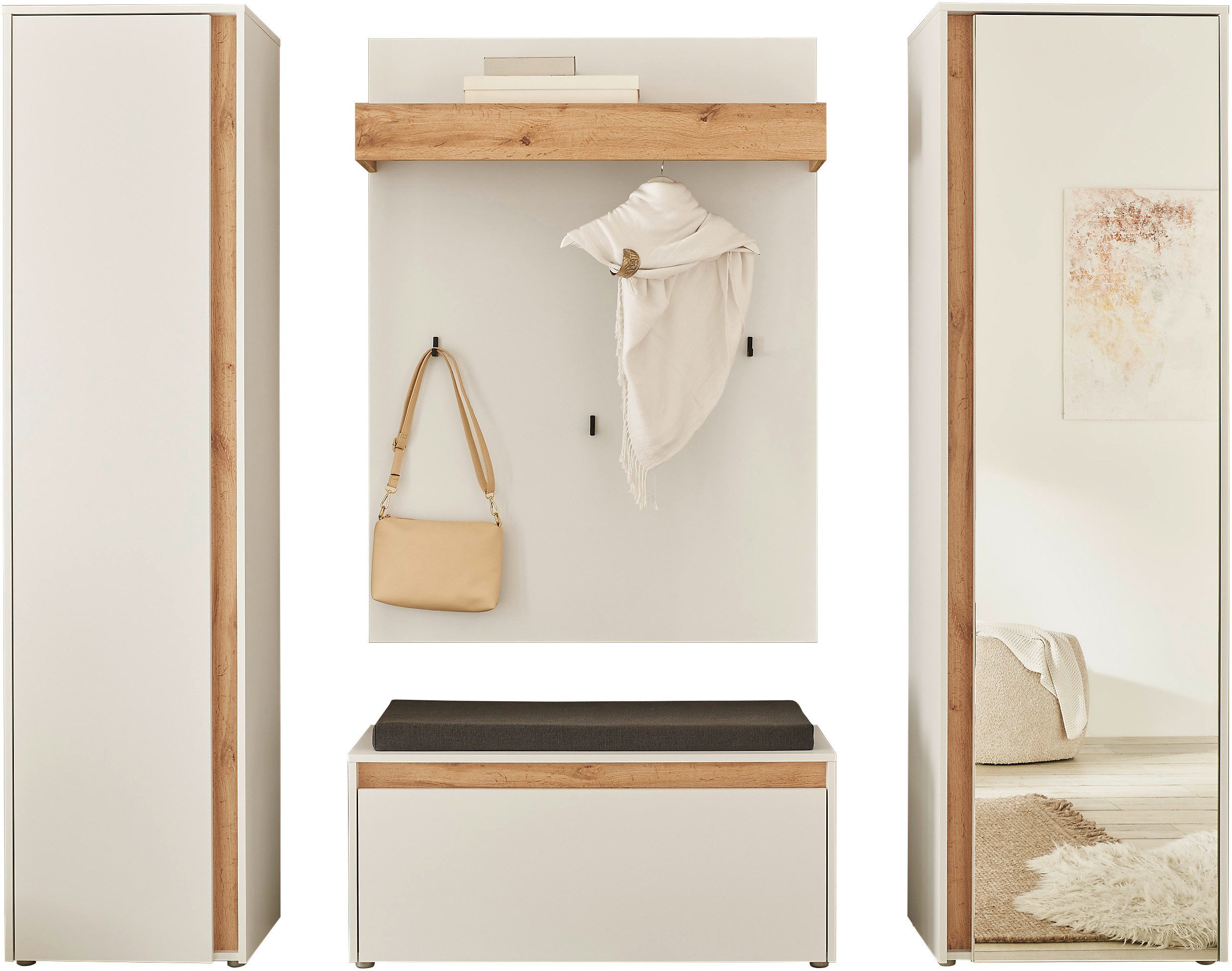 INOSIGN Halmeubelset GIRON/ CiTY, Garderobe in Wotan Eik, moderne garderobekast (complete set, 4-delig)