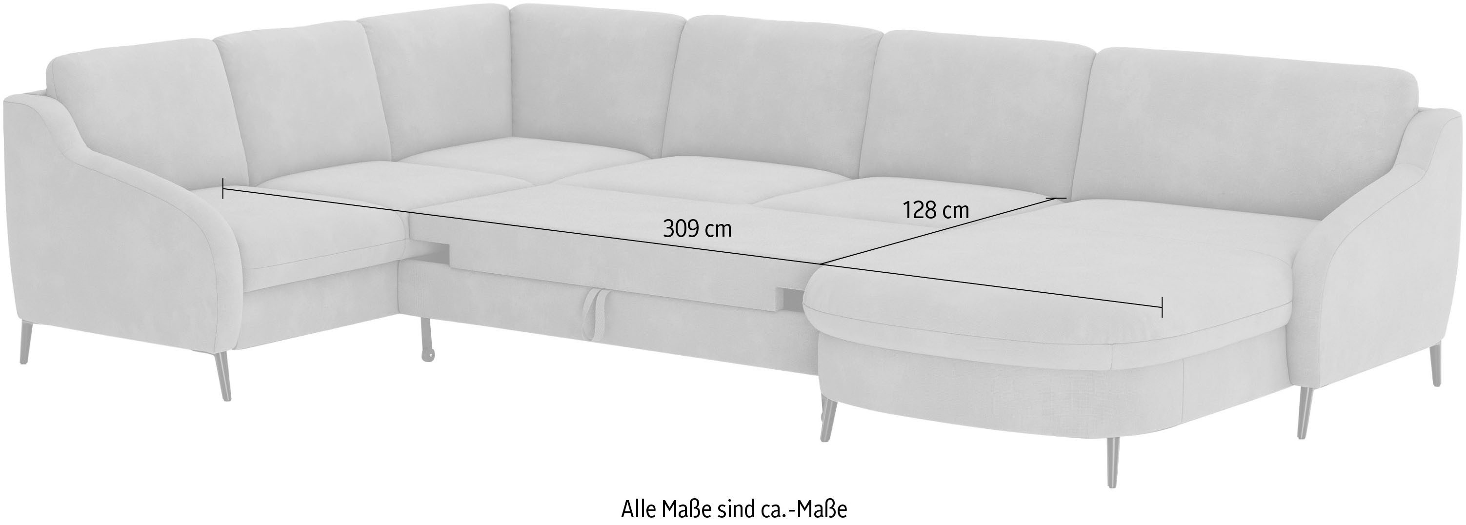 sit&more Zithoek Soul U-model optioneel met bedfunctie en bedlade of lade