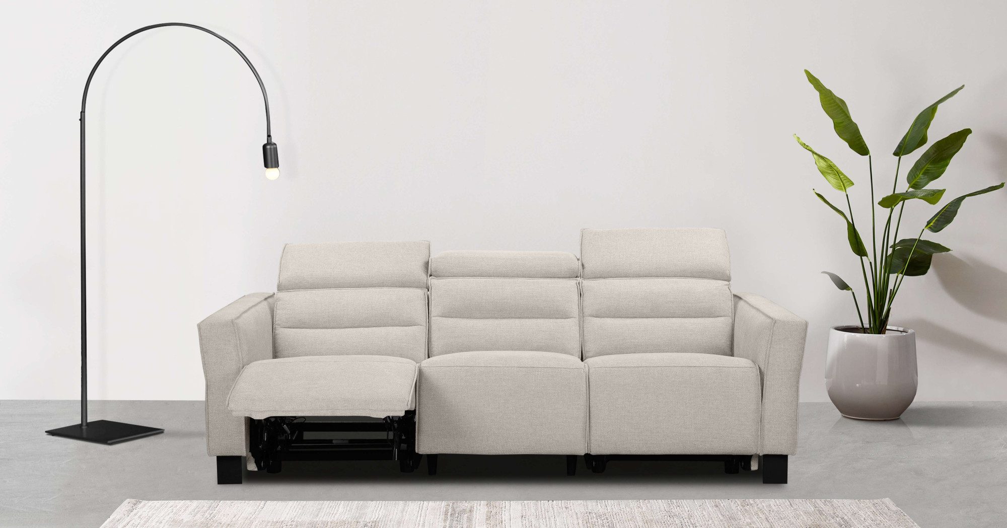 Places of Style 3-zitsbank Carpari, 224 cm, handmatige of elektrische relaxfunctie in 2 zitplaatsen