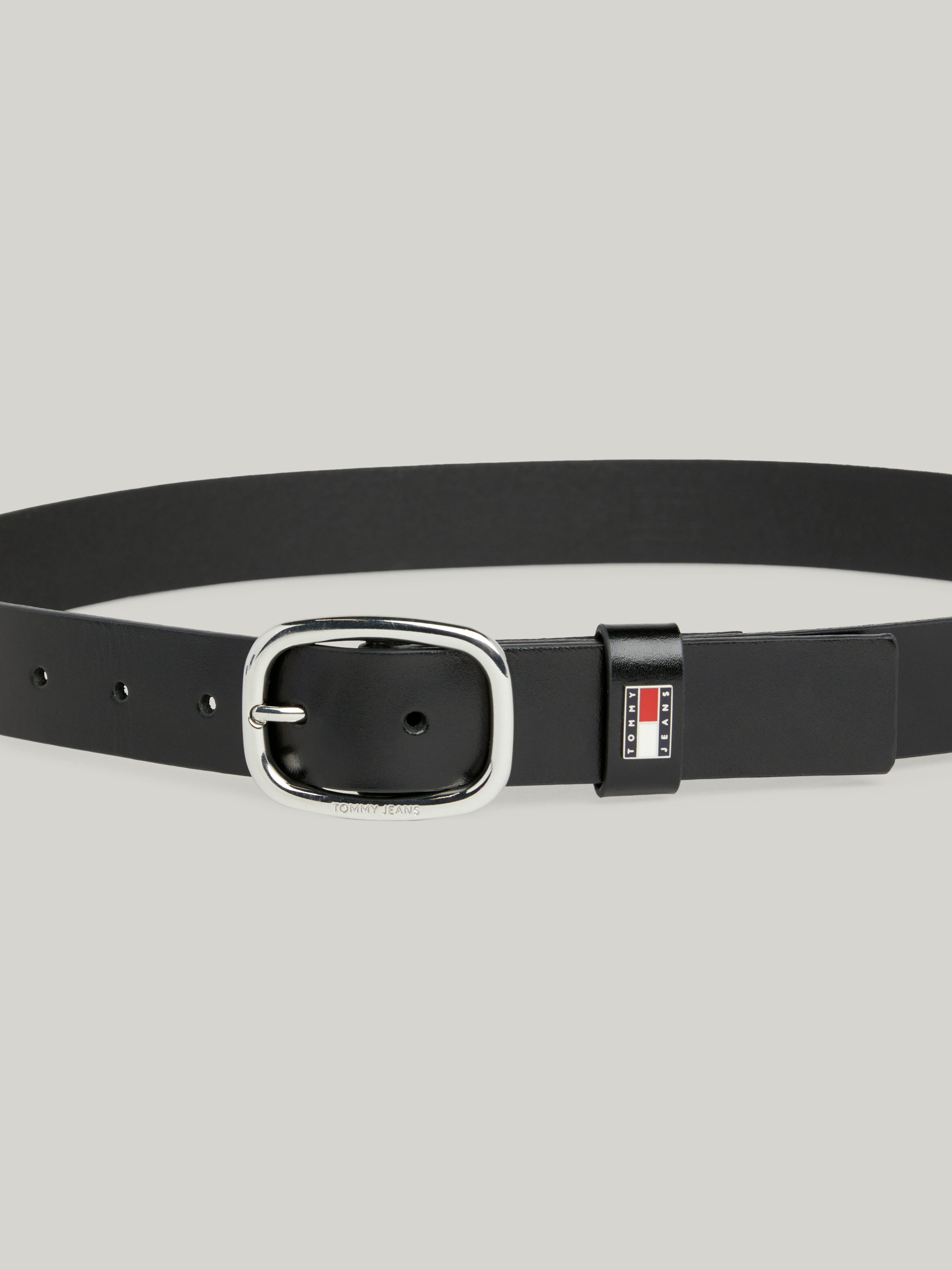 TOMMY JEANS Leren riem TJW OVAL 3.0 Ovale eenvoudig pin sluiting en logo op de sluiting