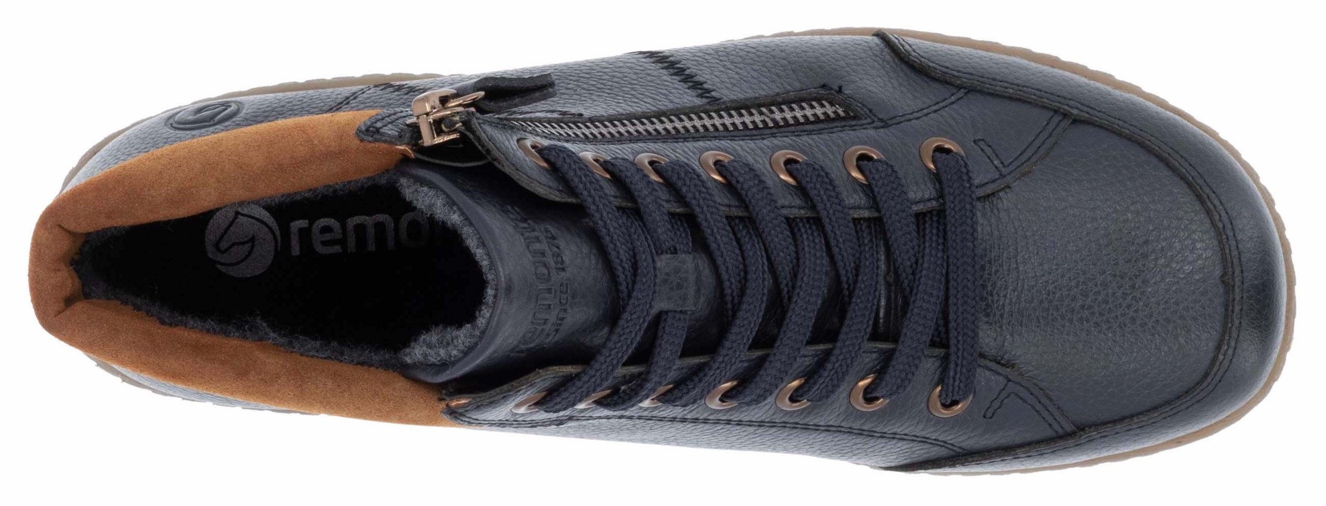 Remonte Veterschoenen flats, comfort schoen, enkellaars met logo-embossing en contraststiksels