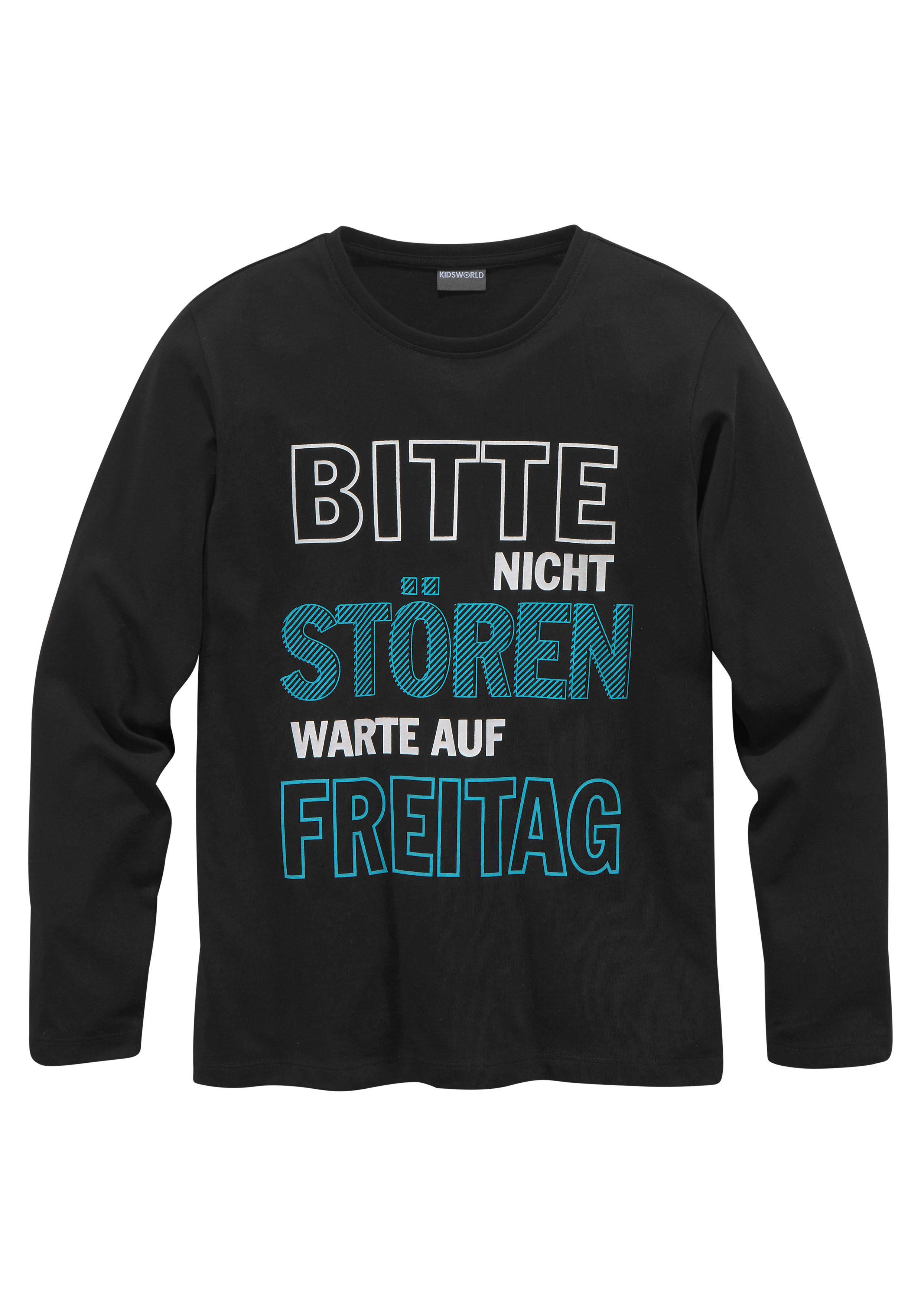 KIDSWORLD Shirt met lange mouwen A.u.b. niet storen... Lange mouwen, basic pasvorm, bedrukt,...