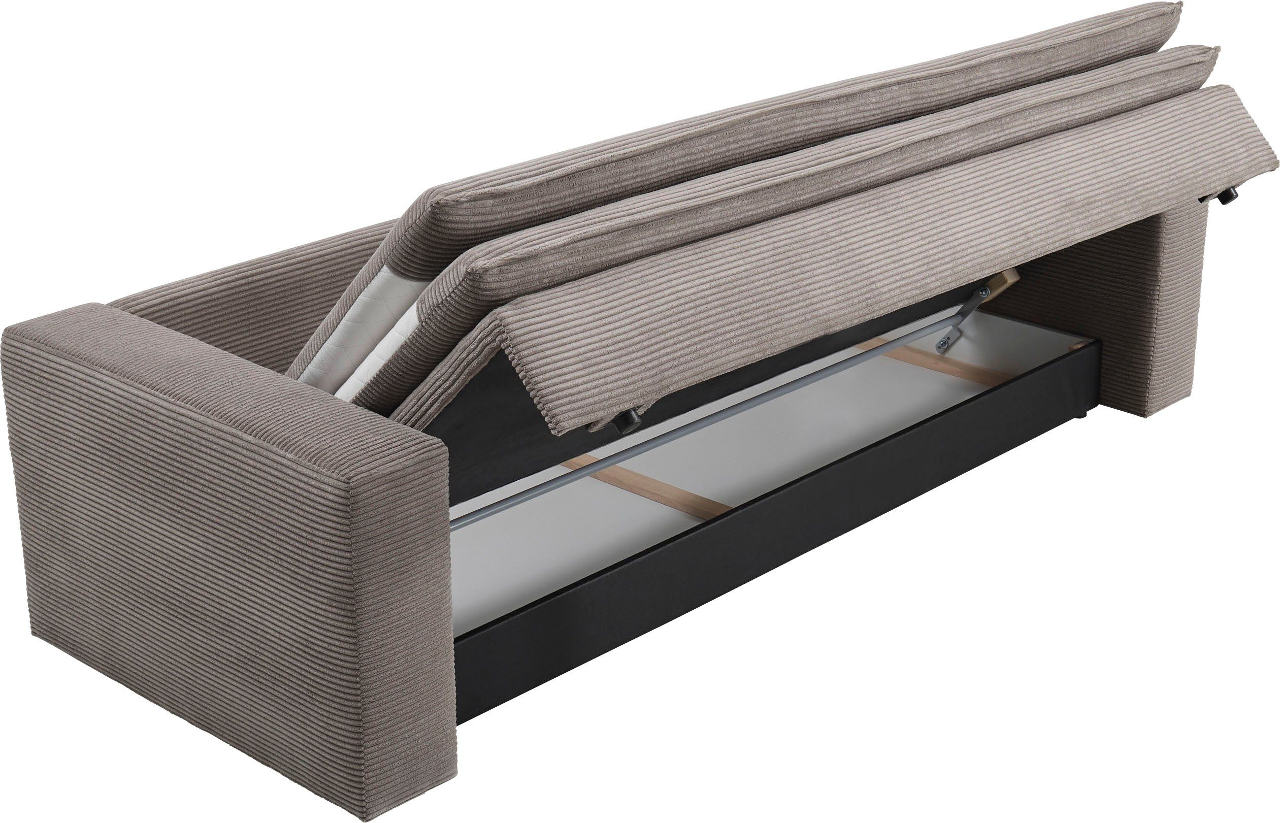 Places of Style 3-zitsbank PIAGGE Cord-bekleding - met slaapfunctie en bedkist, met praktische topmatras