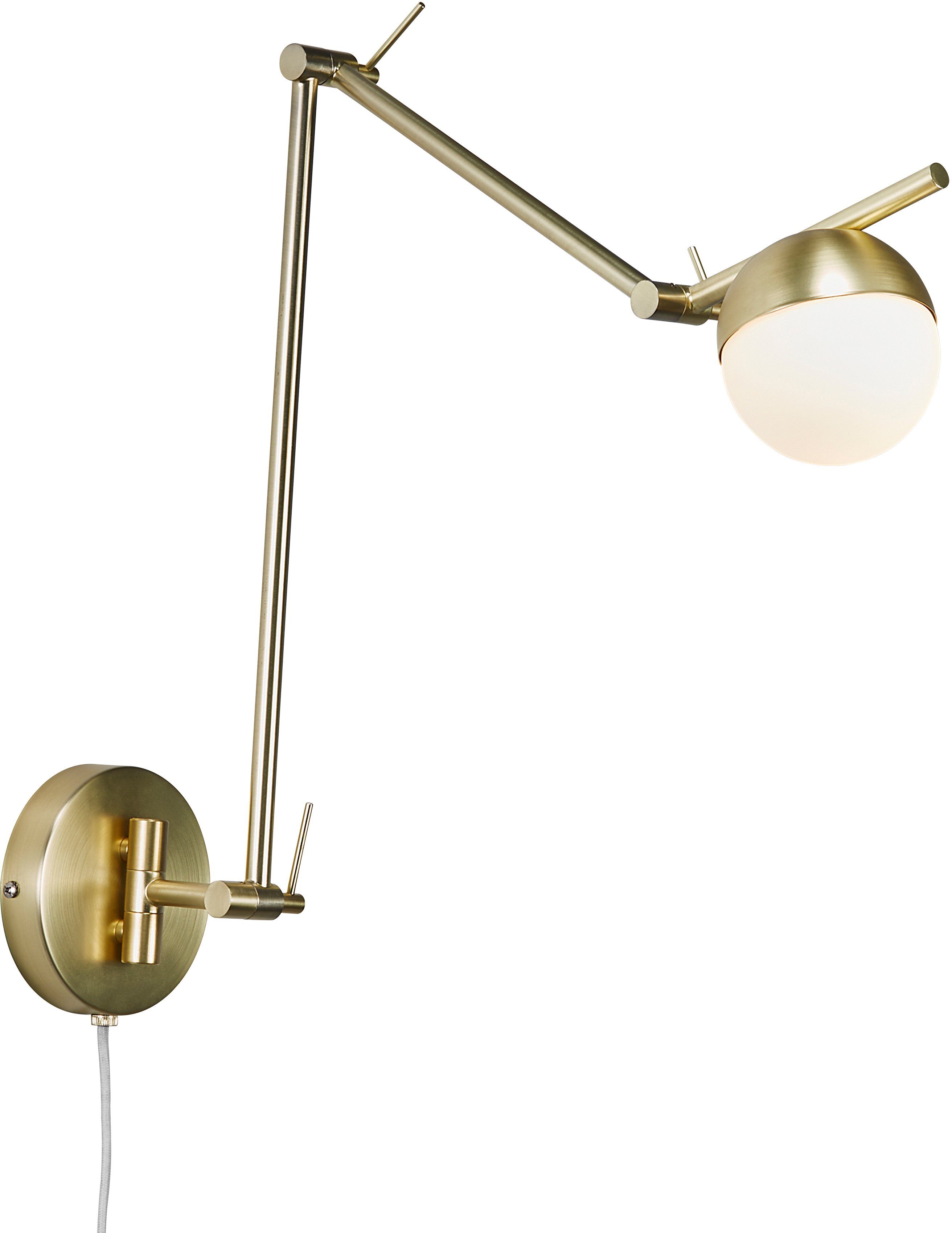 Nordlux Wandlamp CONTINA Textiel kabel, met de mond geblazen opaal glas