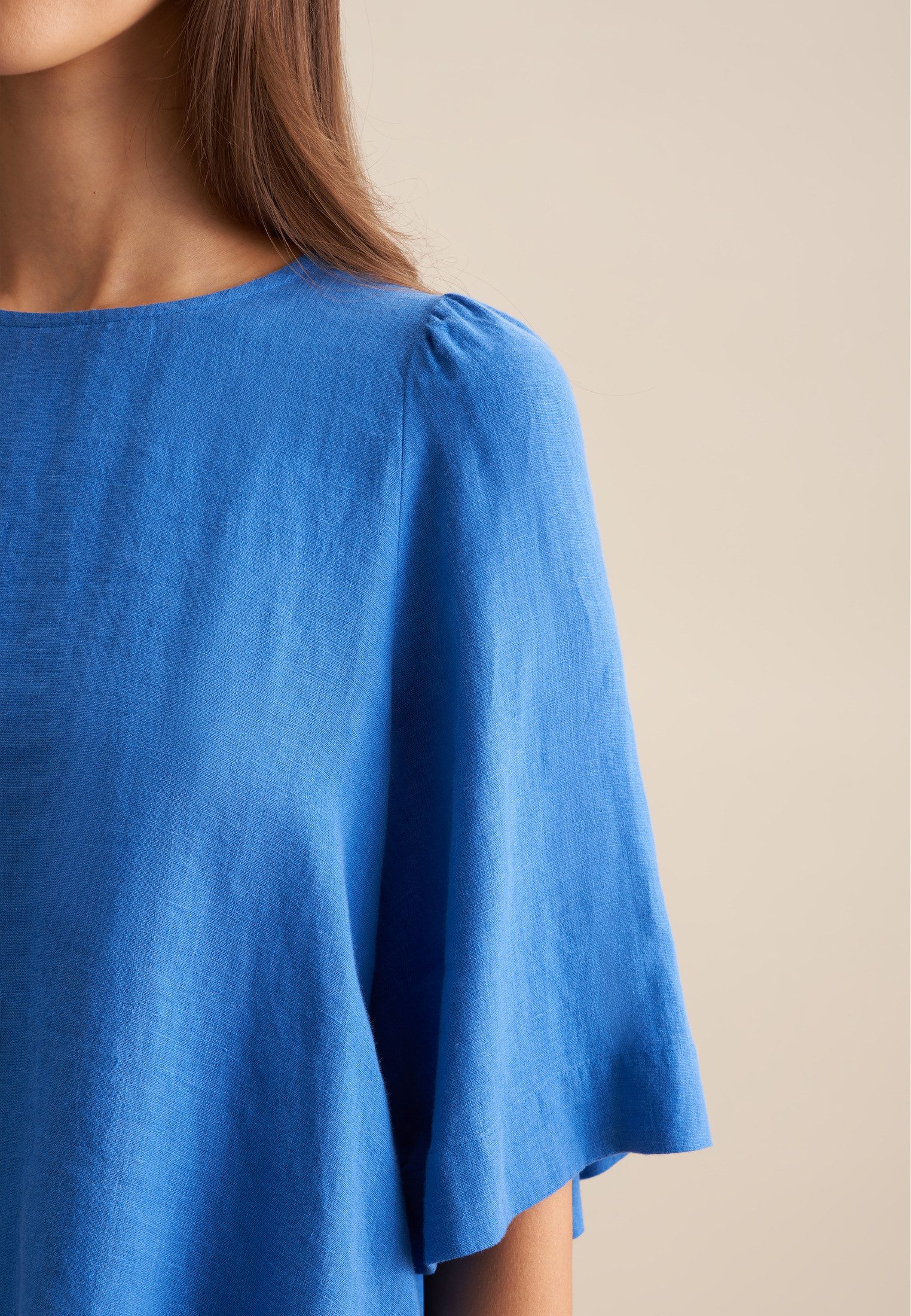 seidensticker Shirtblouse Zwarte roos Korte mouwen ronde hals uni