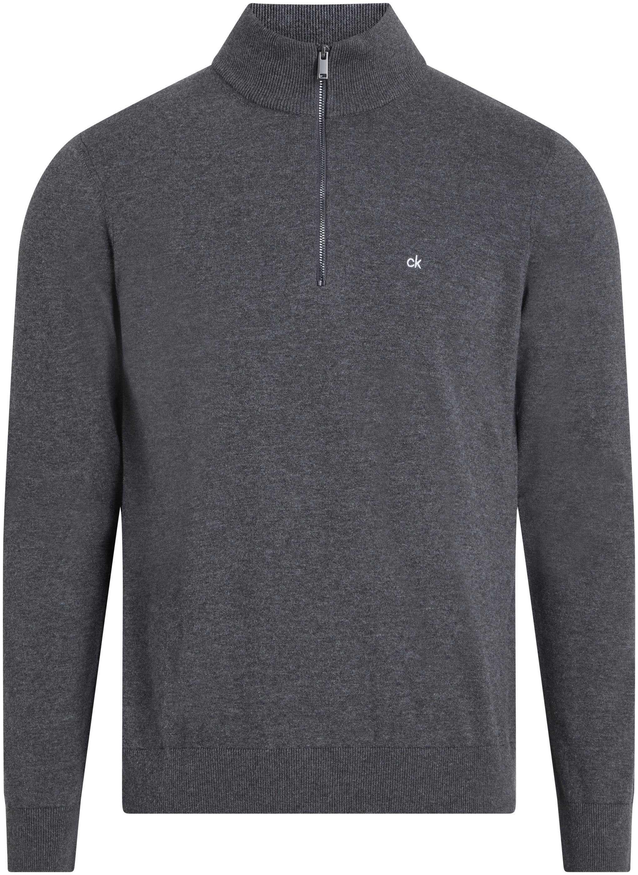 Calvin Klein Trui met staande kraag COTTON SILK BLEND QUARTER ZIP
