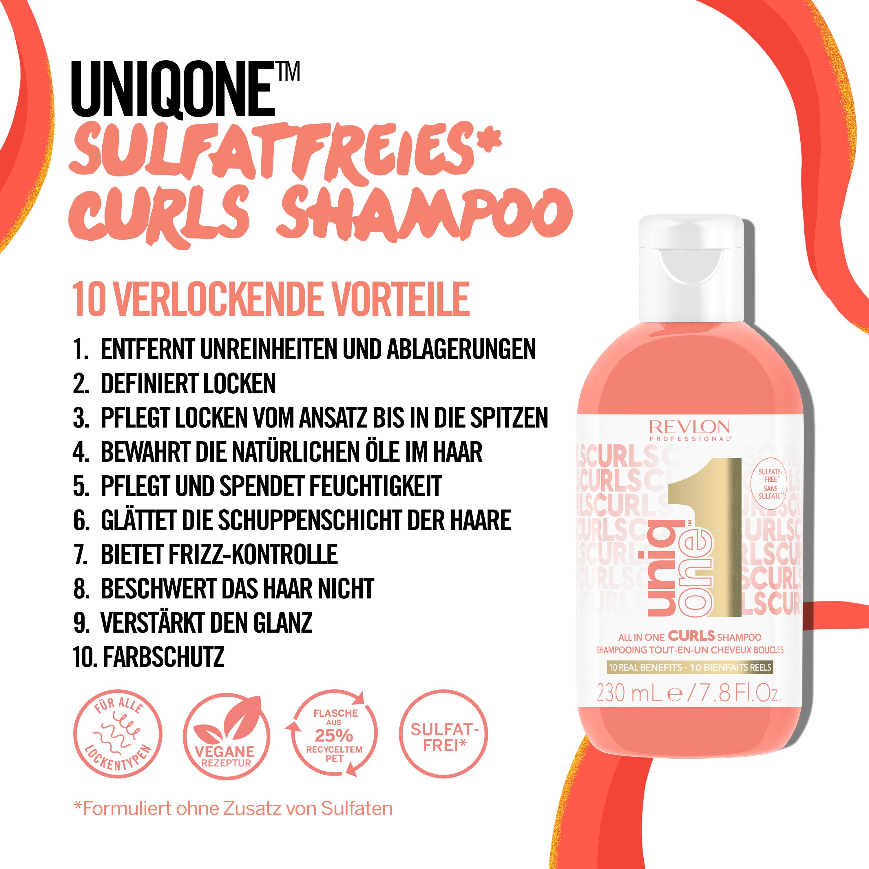 REVLON PROFESSIONAL Haarshampoo Uniqone All In One Curls Shampoo voor krullen
