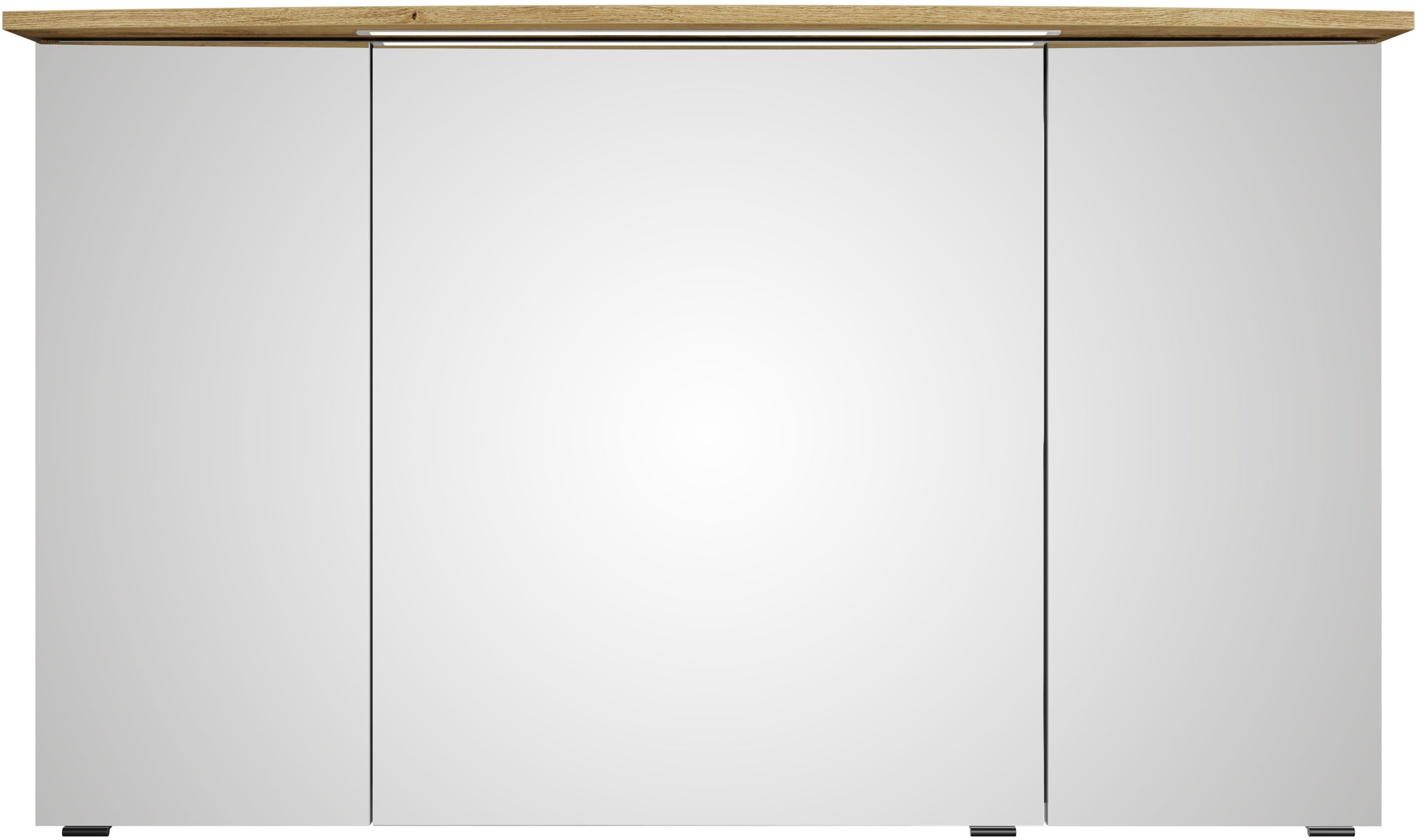 Saphir Badkamerspiegelkast Serie 4010 badkamer spiegelkast incl. LED-verlichting in krans Badkast 122 cm breed, 3 deuren, 6 glazen legplanken, incl.