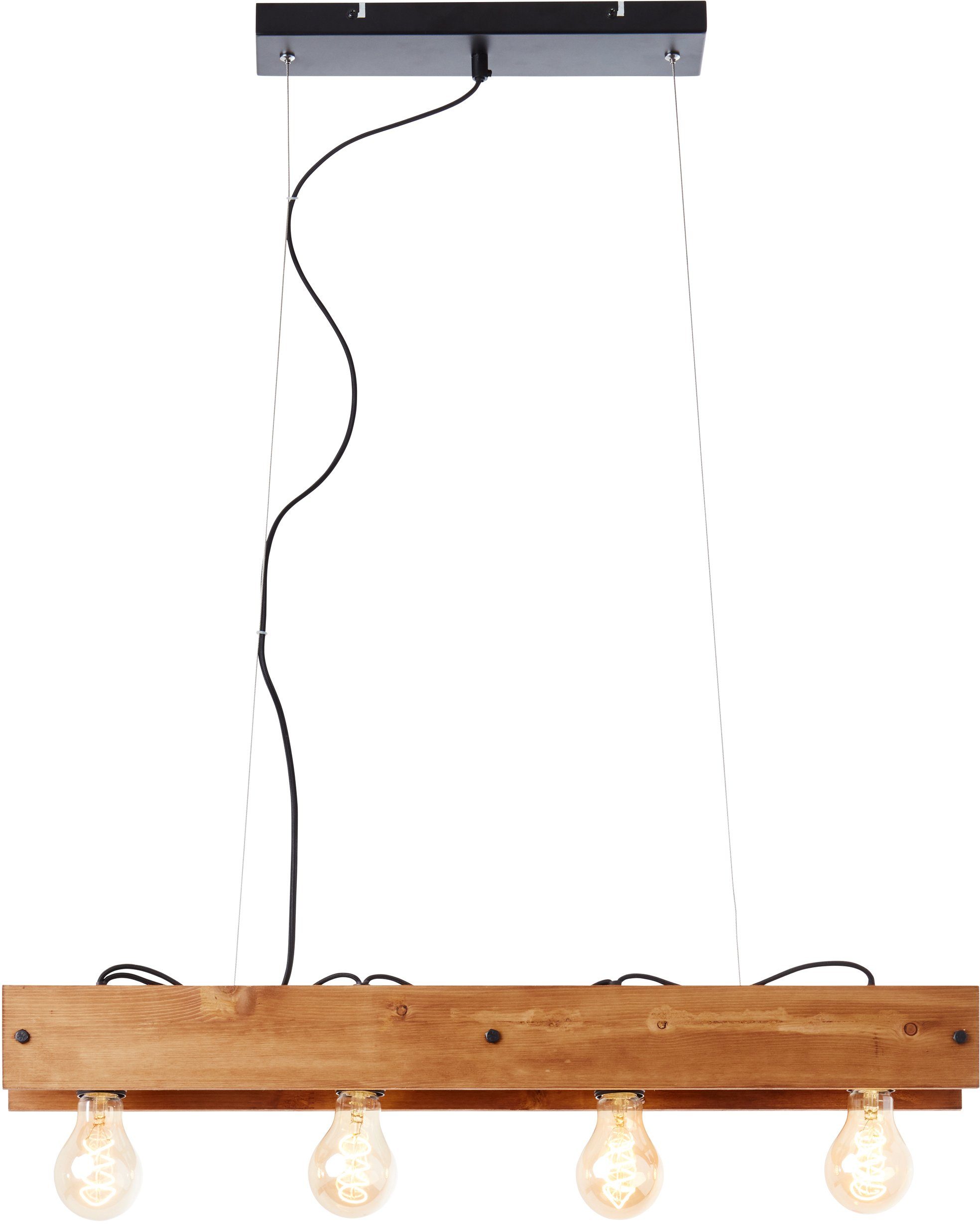 Brilliant Leuchten Hanglamp Calandra 150 cm hoogte, 75 cm breedte, 4 x e27, metaal/hout, zwart/hout (1 stuk)