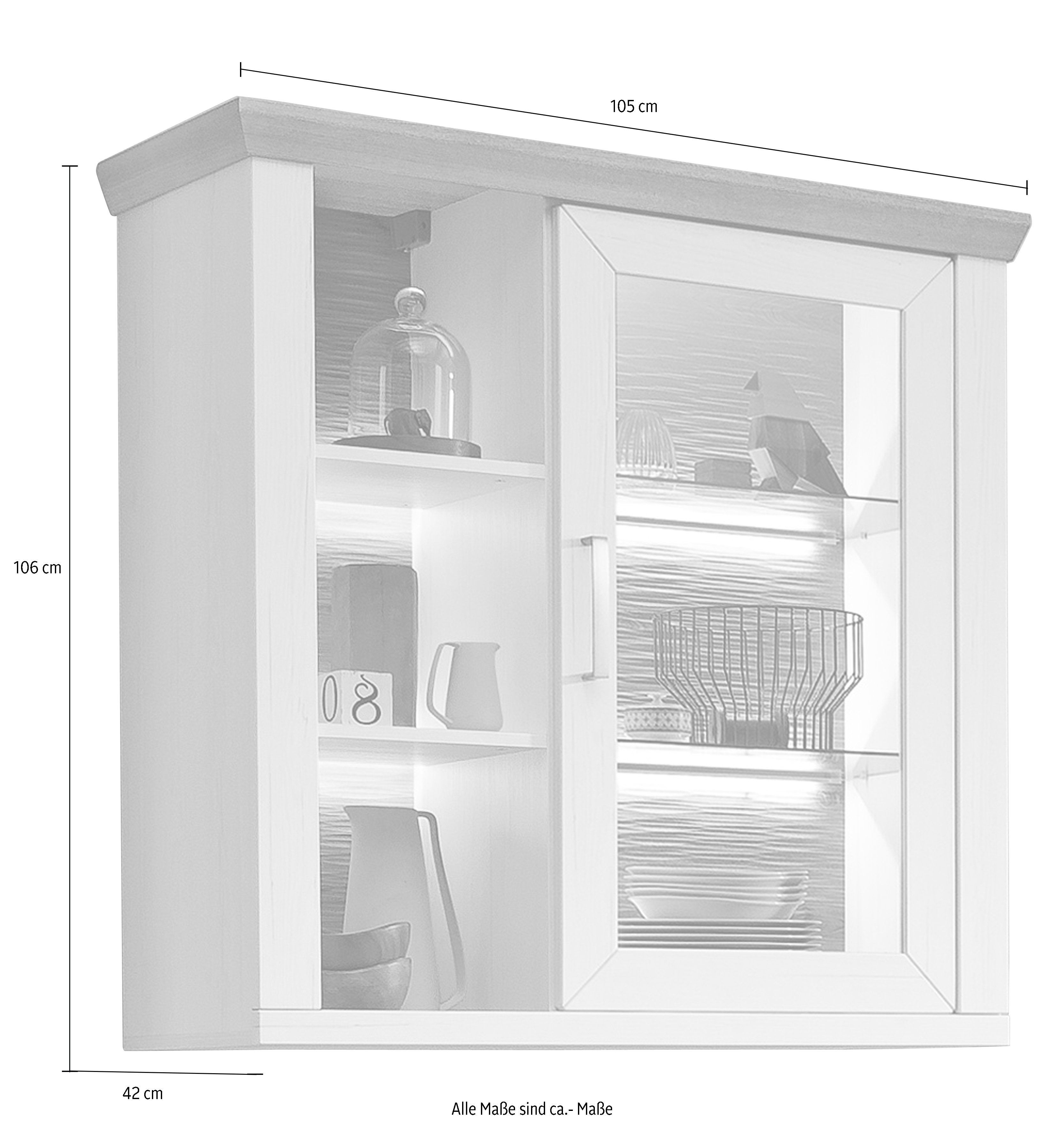 set one by Musterring Hangkast York Type 21, met Glazendeur, open vakken, verlichting optioneel, B 105 cm