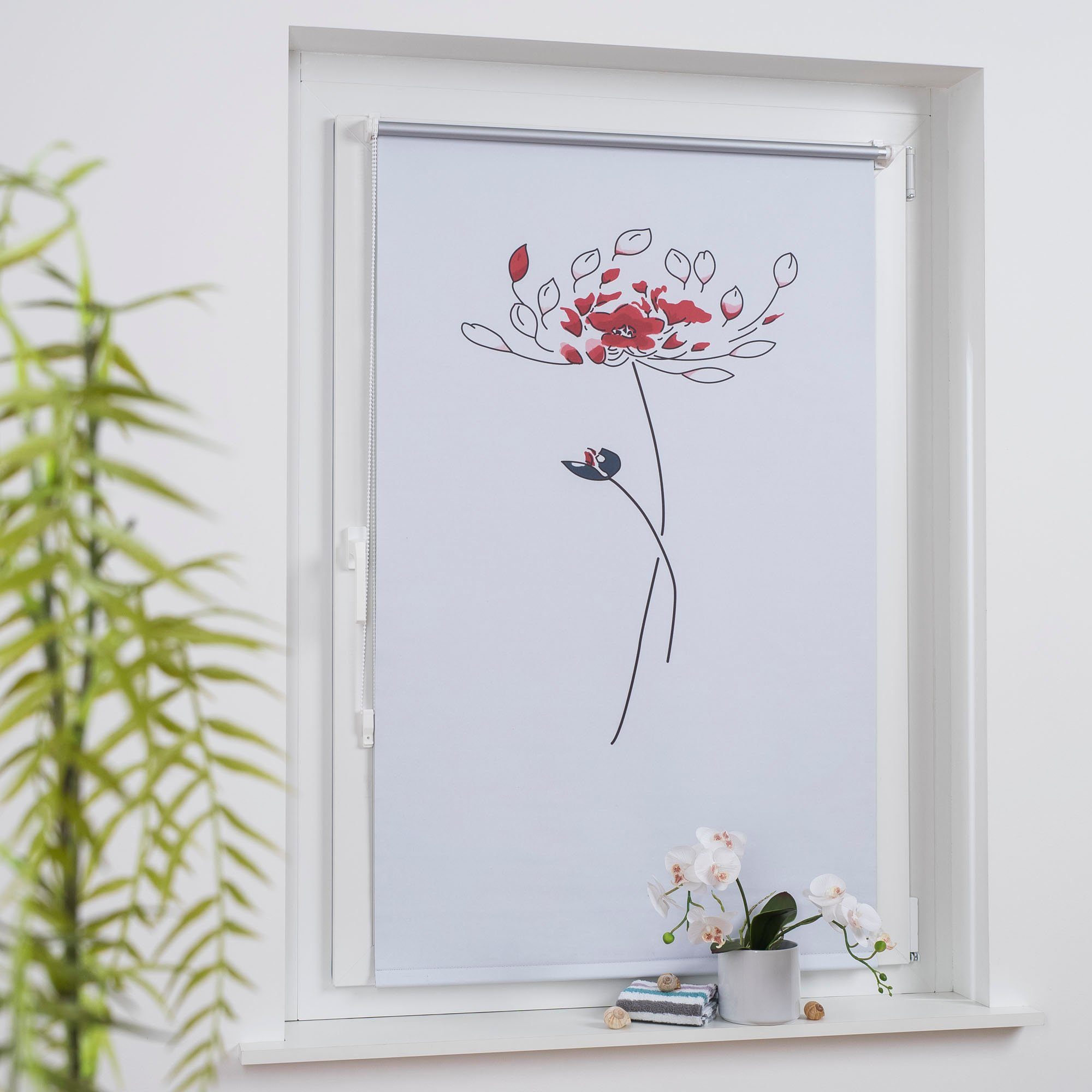 Liedeco rolgordijn met zijbediening Druckdesign Blume