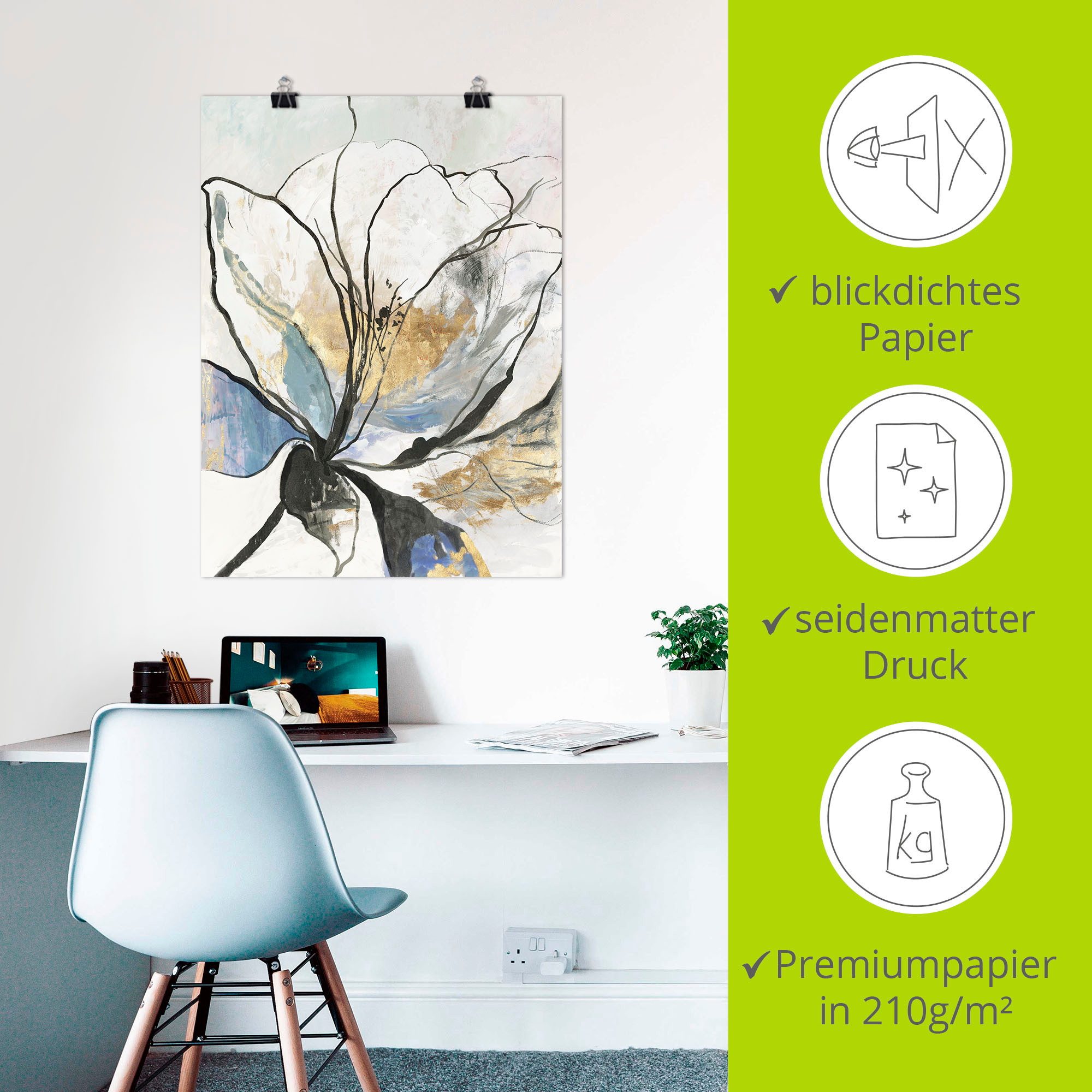 Artland Artprint Geschetst bloemenpatroon I als artprint van aluminium, artprint voor buiten, artprint op linnen, poster, muursticker