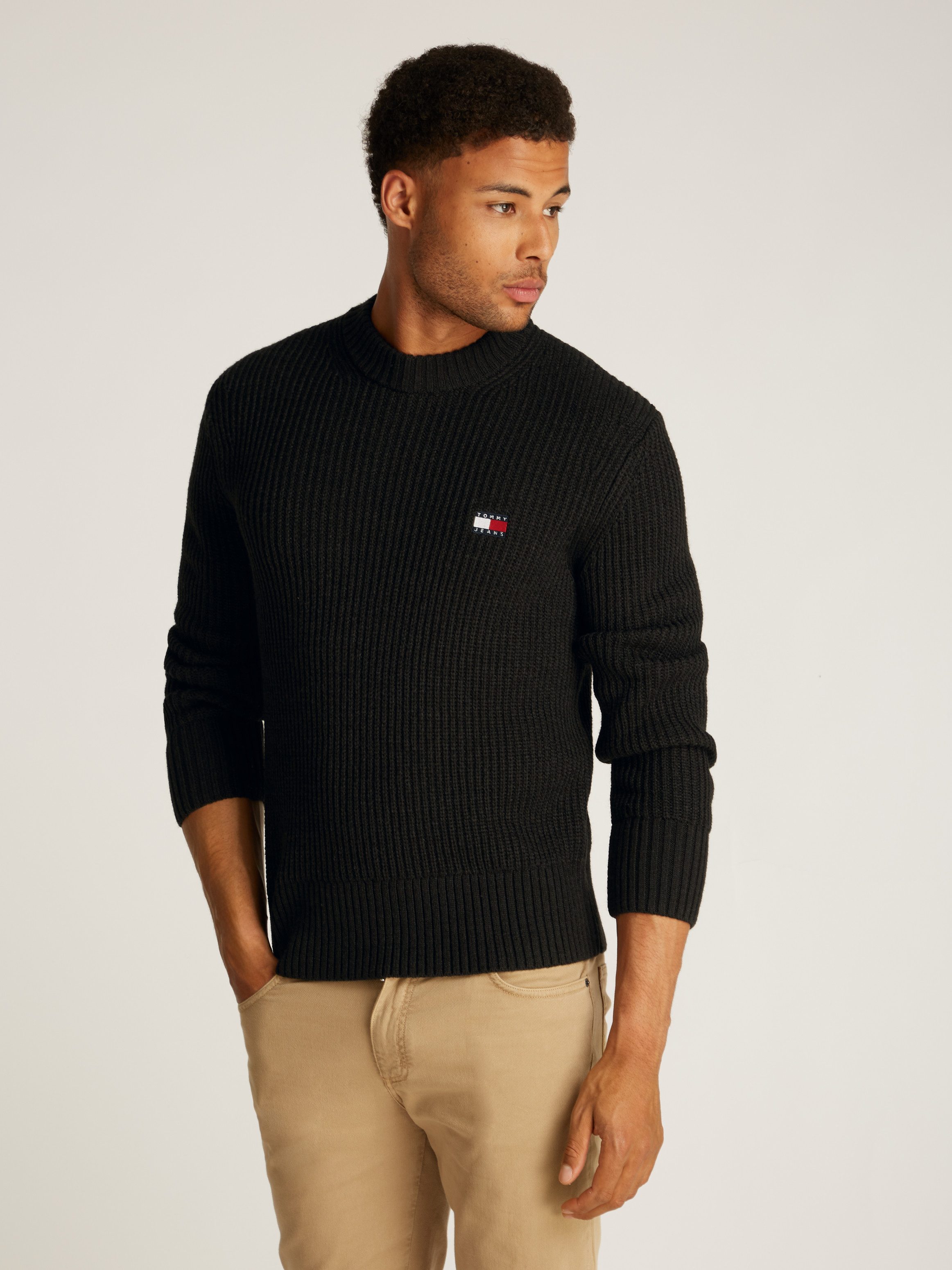 TOMMY JEANS Trui met ronde hals TJM REG BADGE TEXTURED CNECK EXT