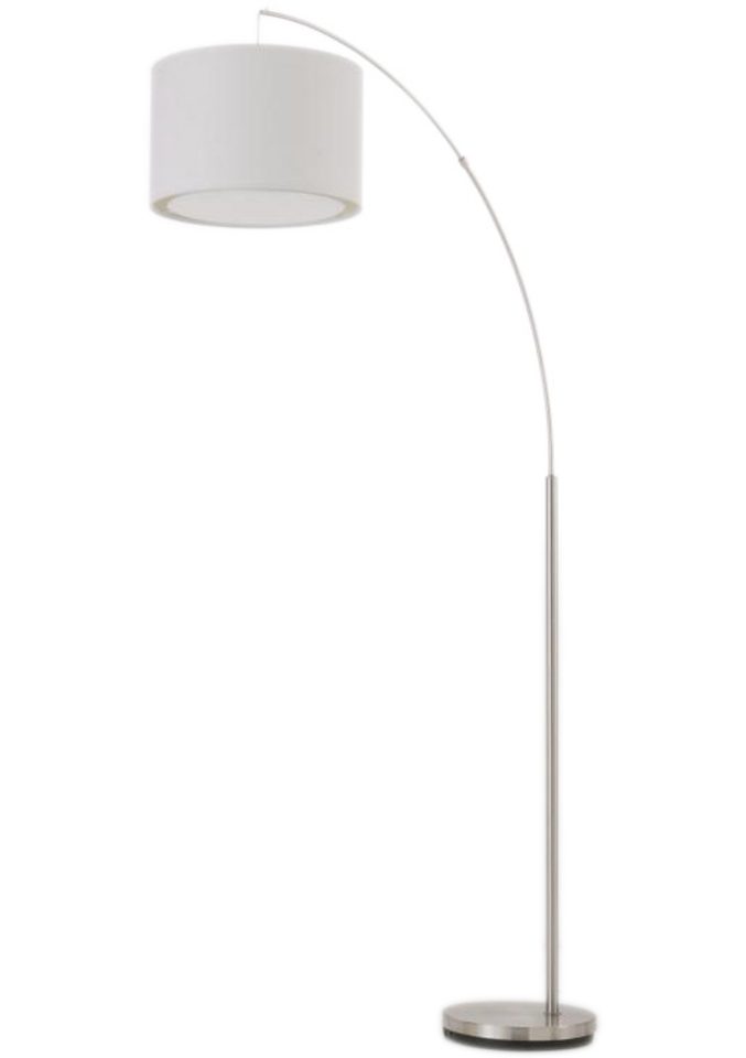 Brilliant Leuchten Booglamp Clarie 1,8m hoogte, e27 max. 60w, stoffen kap, metaal/textiel