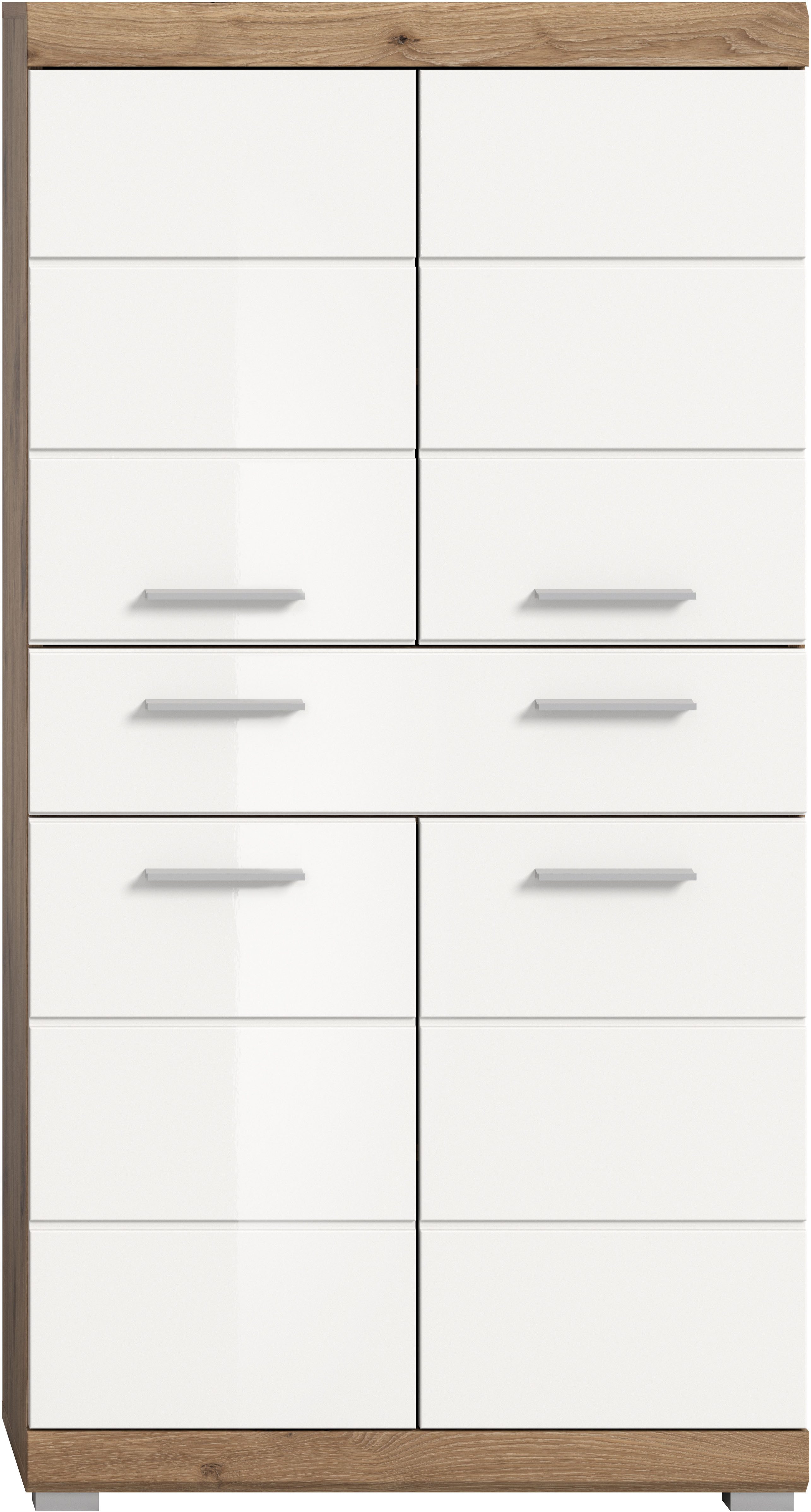 INOSIGN Halfhoge kast Siena, breedte 74 cm, 4 deuren, 1 lade, 4 vakken, MDF-front in verschillende kleuren verkrijgbaar, badkamermeubels, badkamerkast, kast, badkamer