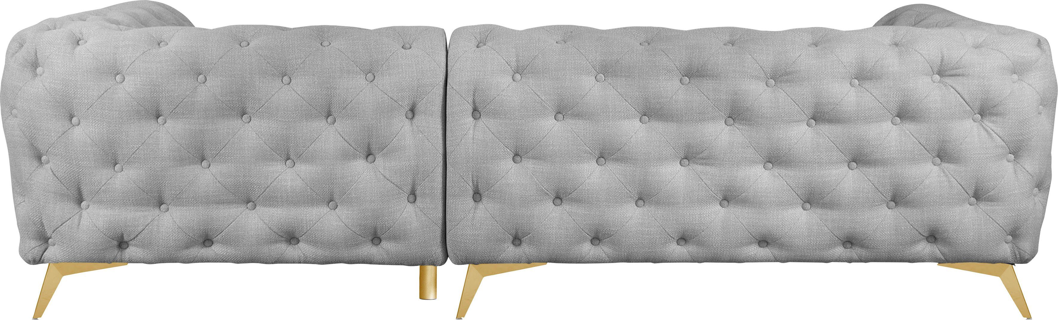 Leonique Chesterfield-bank Glynis L-vorm luxueuze capitonnage, moderne chesterfield look, kleur van de poten ter keuze