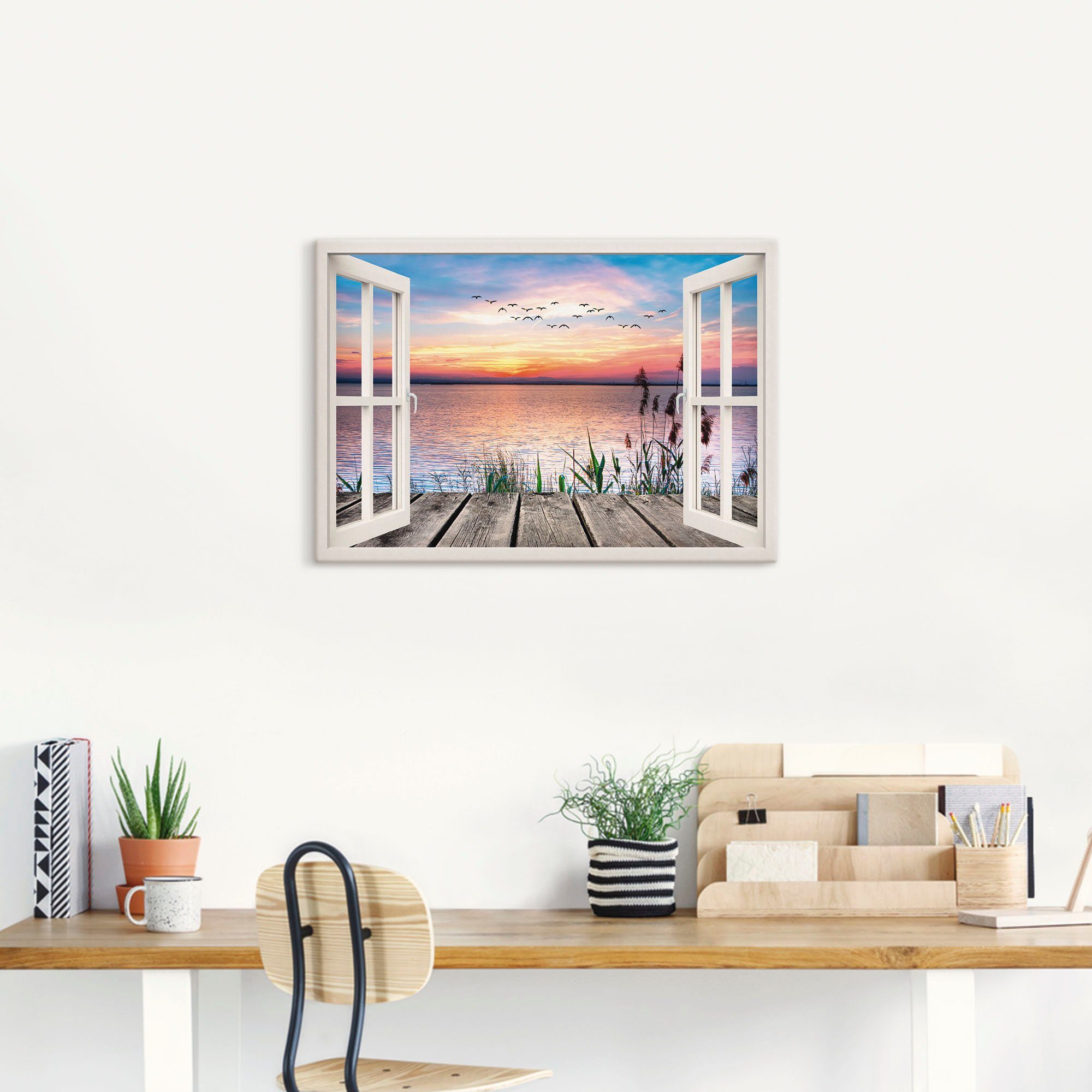 Artland Artprint Meer in de kleuren van de wolken als artprint op linnen, poster, muursticker in verschillende maten