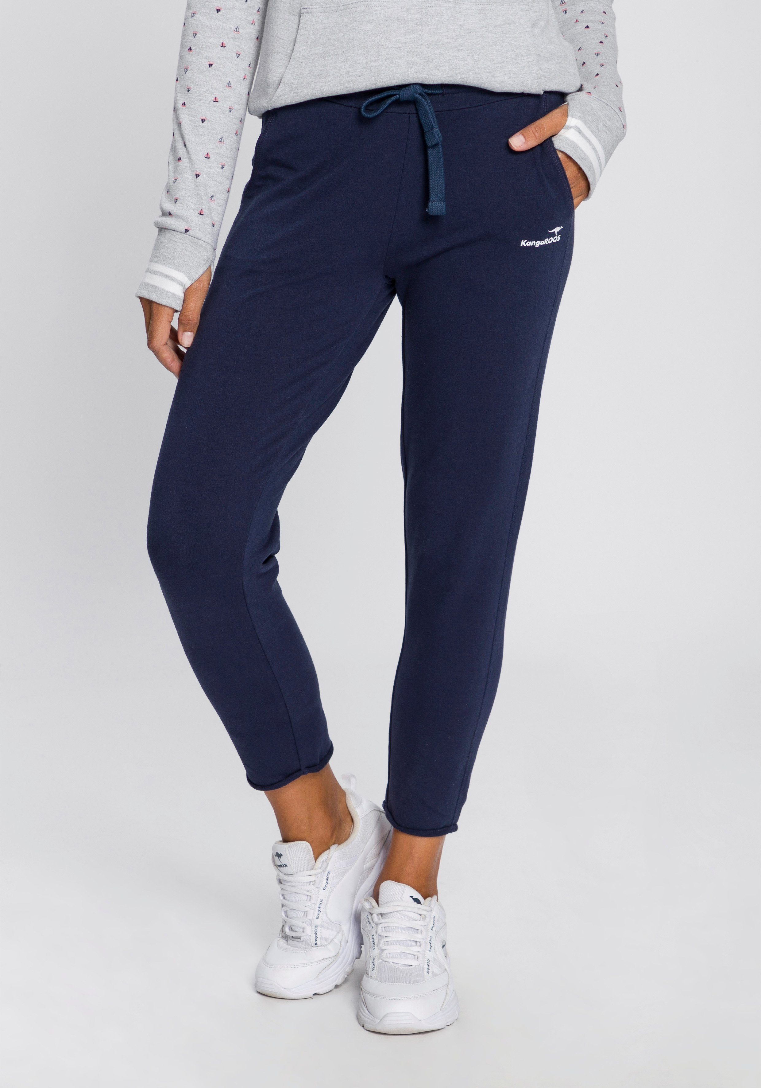 KangaROOS Joggingbroek in 7/8-lengte met logoprint dames joggingbroeken maat 46 blauw