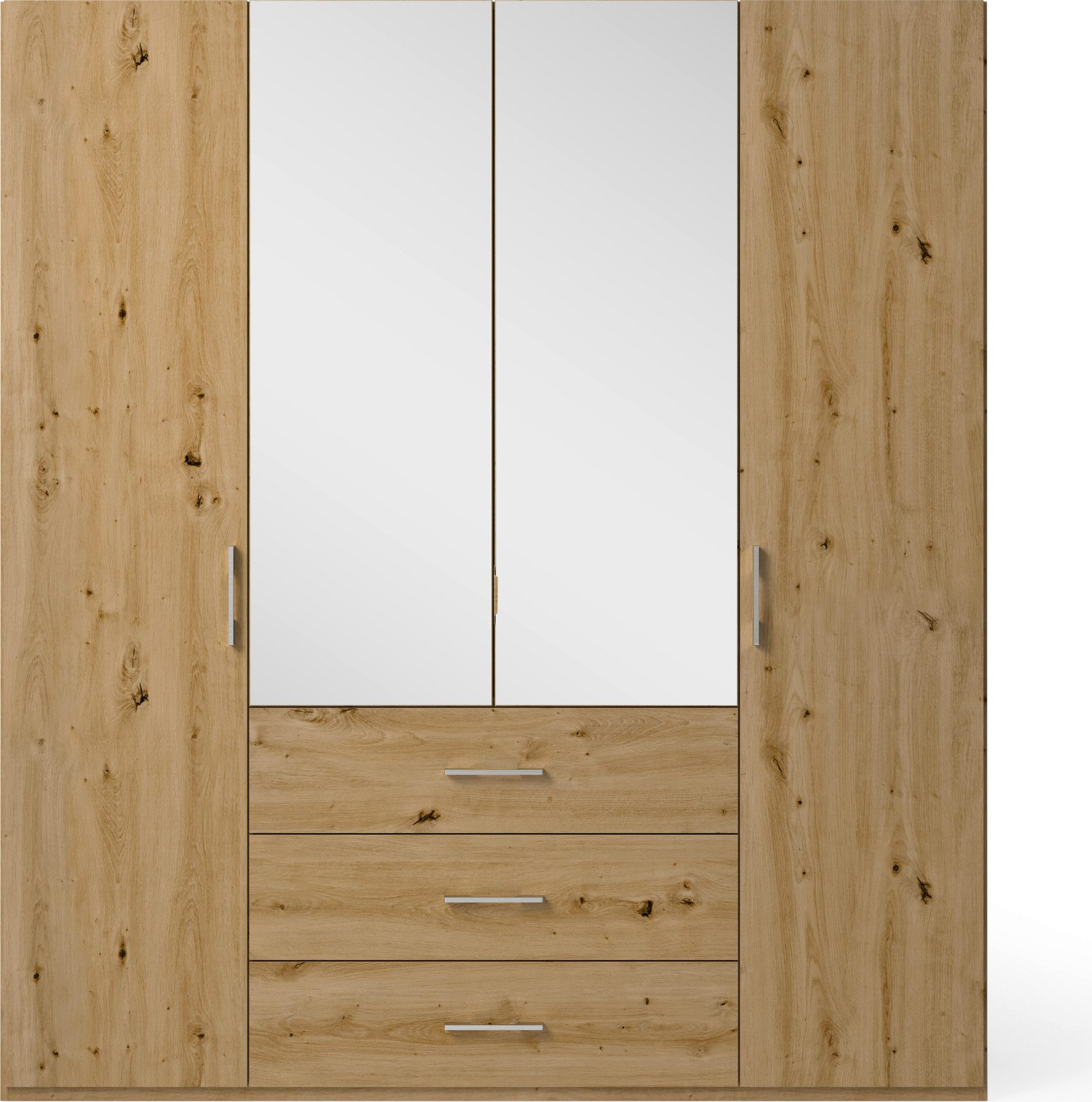 set one by Musterring Draaideurkast Henderson met spiegel en 3 laden, inclusief planken en garderobestangen