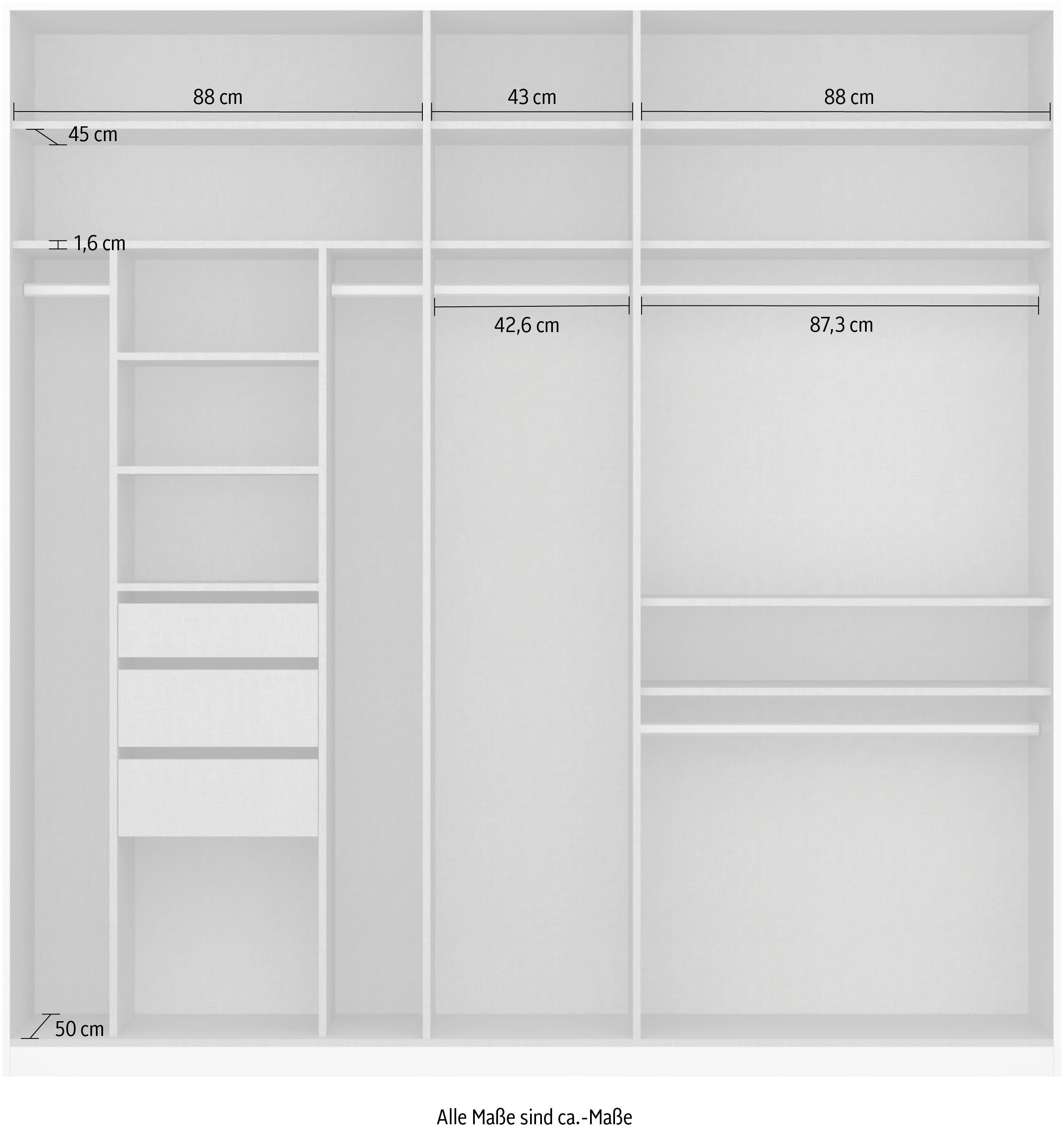 rauch Draaideurkast Kledingkast kast garderobe TOPSELLER OTELI incl. binnenindeling met 3 binnenlades extra planken optioneel met spiegel made in germany