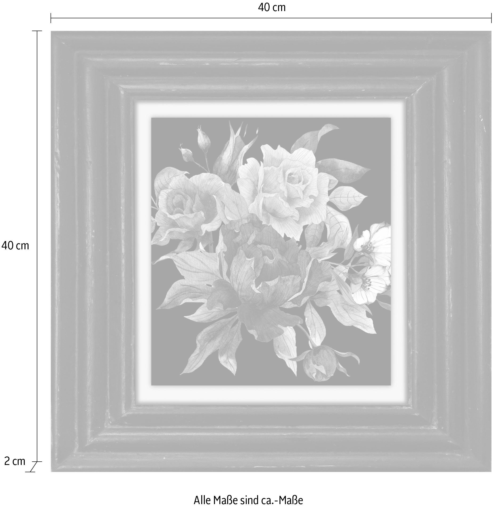 queence Artprint op linnen Bloemen Premium canvasstof, handgemaakt in Duitsland, 40x40cm