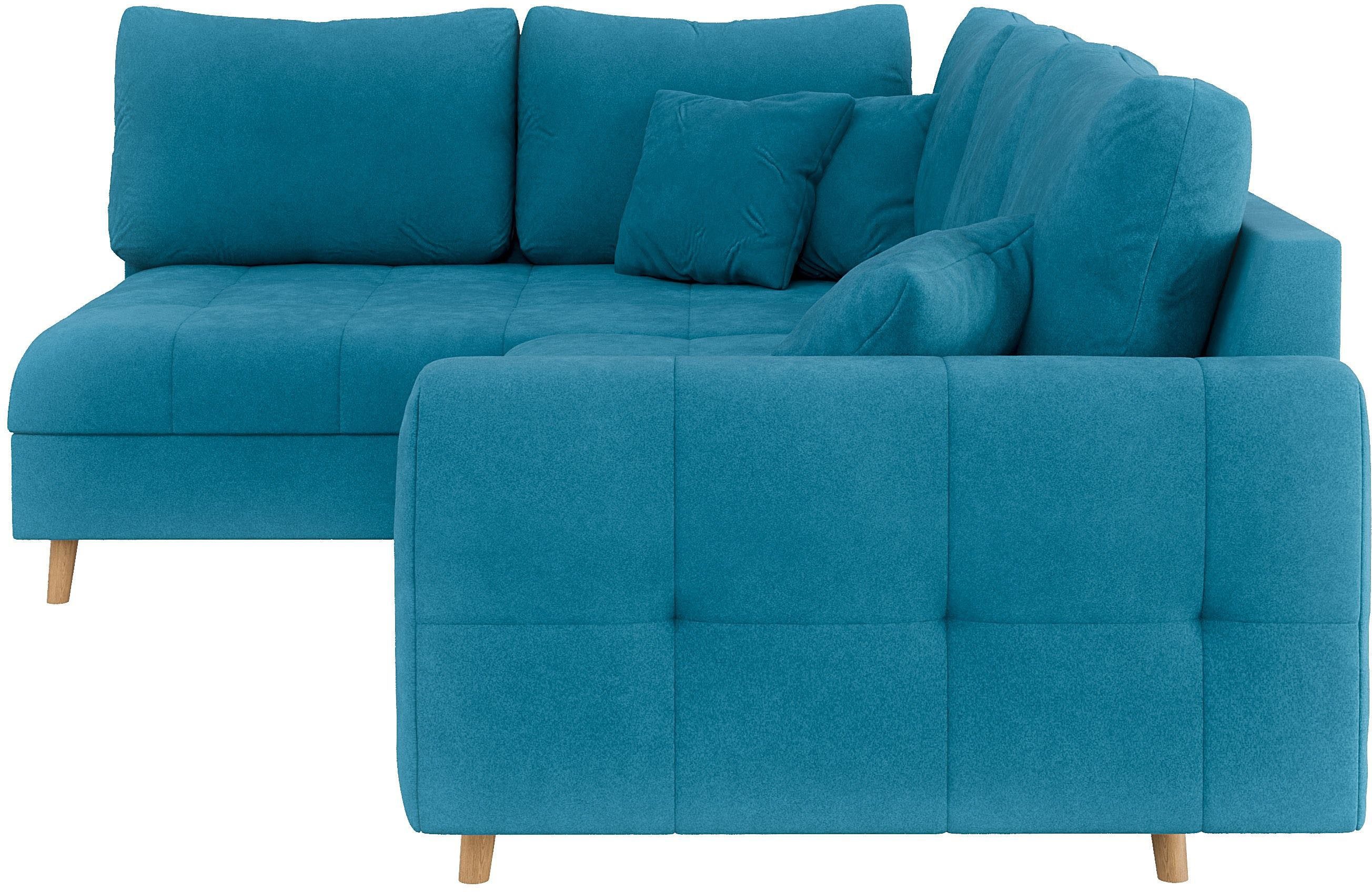 Home affaire Hoekbank CHARRE L-vorm met ottomane, afmetingen B/D/H: 231/161/81 cm fijne stiksels, losse rug- en sierkussens, ook in cord en bouclé