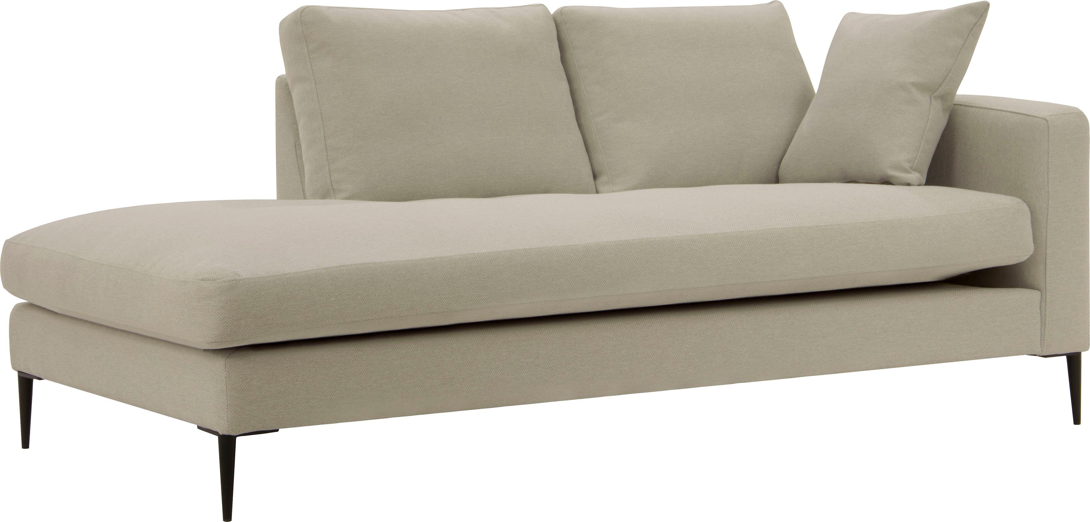 Leonique Récamier Cozy chaise longue, afmetingen B/D/H: 195/97/80 cm met los kussen en metalen poten, armleuning naar keuze links of rechts