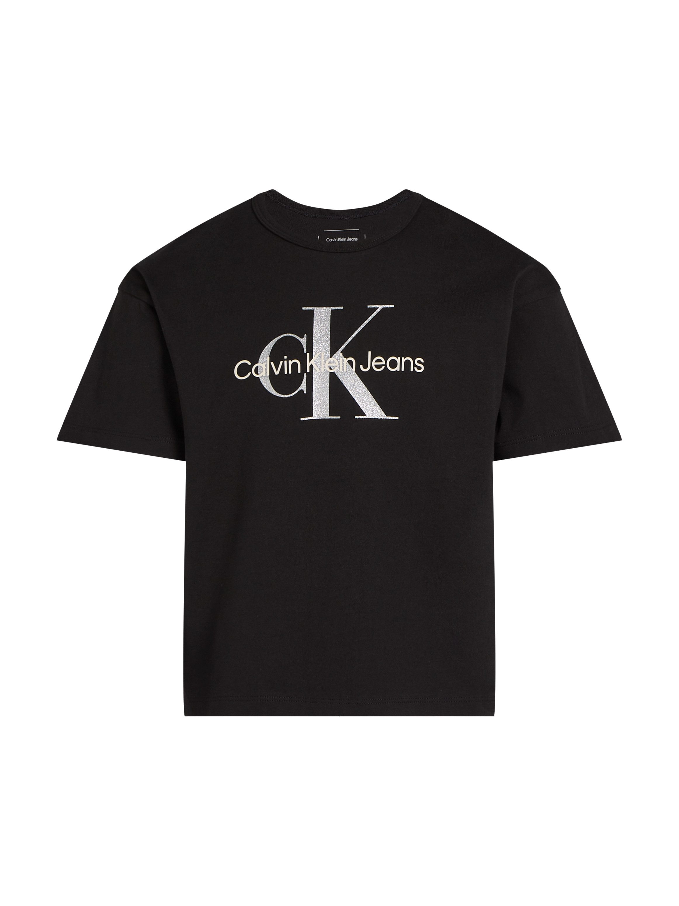 Calvin Klein Shirt met ronde hals MONOLOGO GLITTER SS T-SHIRT voor kinderen tot 16 jaar met logo-opdruk