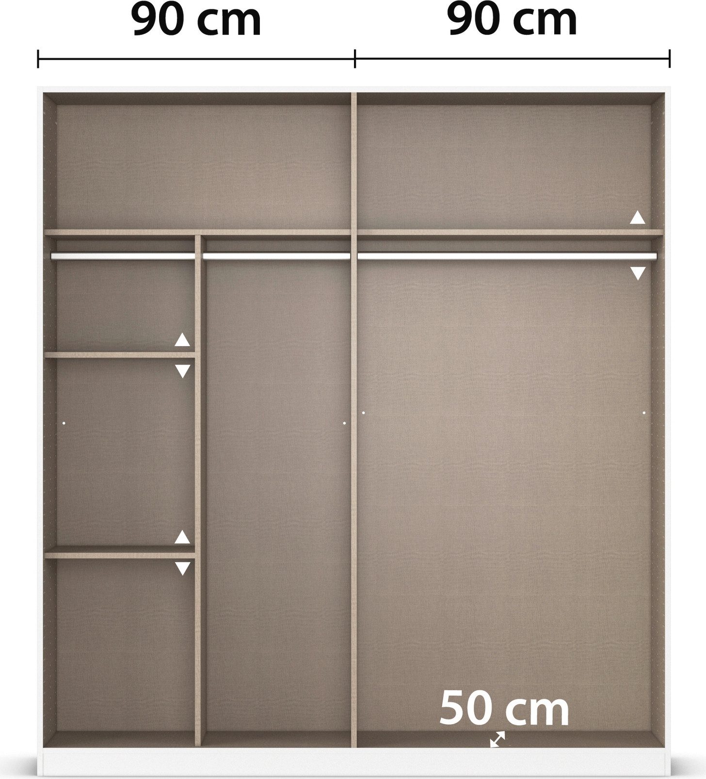 rauch Draaideurkast Reflect met spiegelfront, inclusief praktische interne indeling en stoffen dozen-set