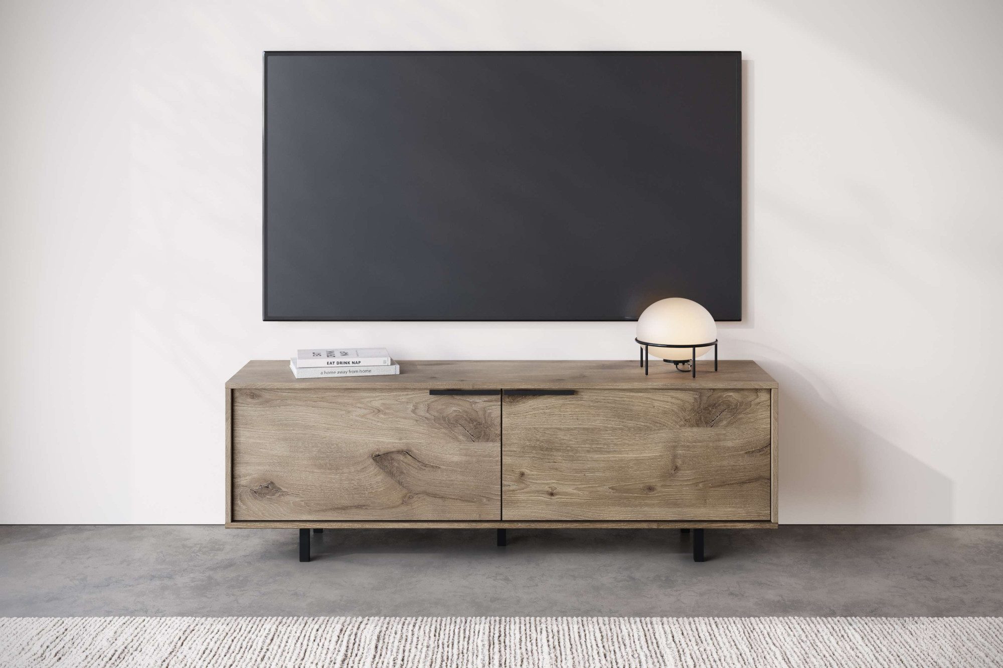INOSIGN Tv-meubel Dinant TV-kast met 2 kleppen, kabeldoorvoer, breedte 150 cm, hoogte 50 cm lowboards bruin