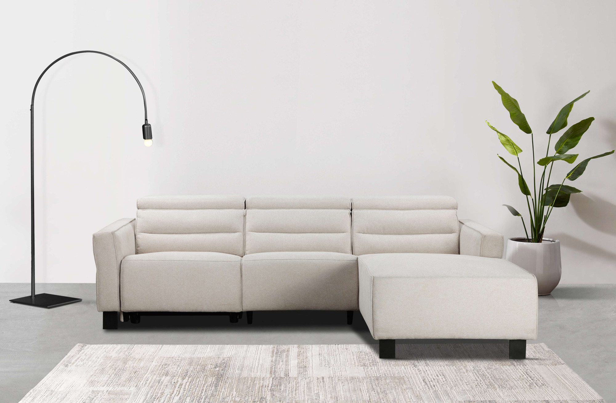Places of Style Hoekbank Carpari, L-vorm, 263 cm, handmatige of elektrische relaxfunctie