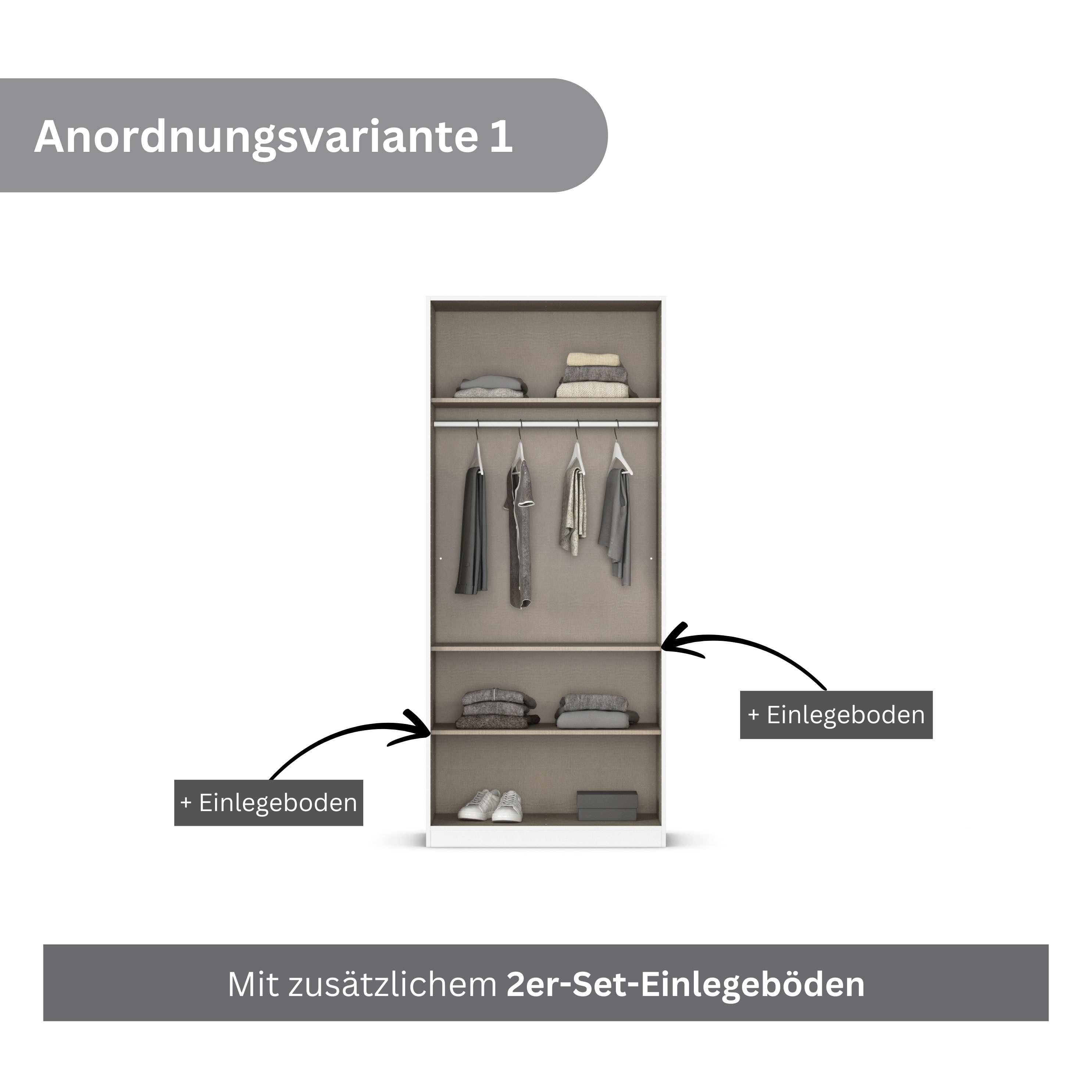 rauch Draaideurkast Kledingkast kast garderobe AGORDO met decor- of hoogglansfront doordachte binnenuitrusting, in 6 breedtes en 2 hoogtes made in germany