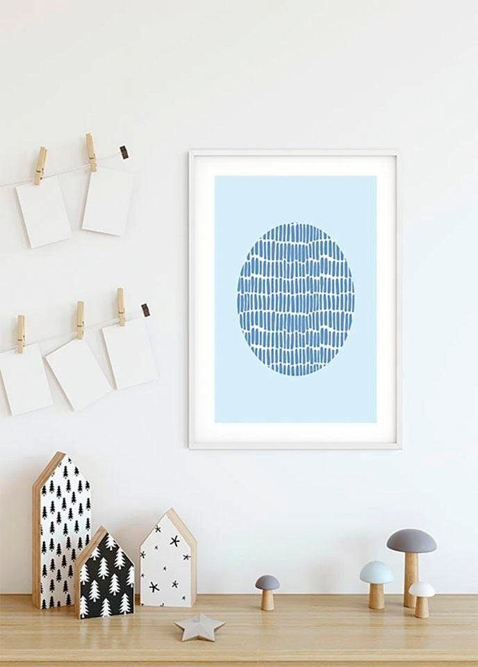Komar Wanddecoratie Shelly Patterns blue Wanddecoratie - zonder lijst (1 stuk)
