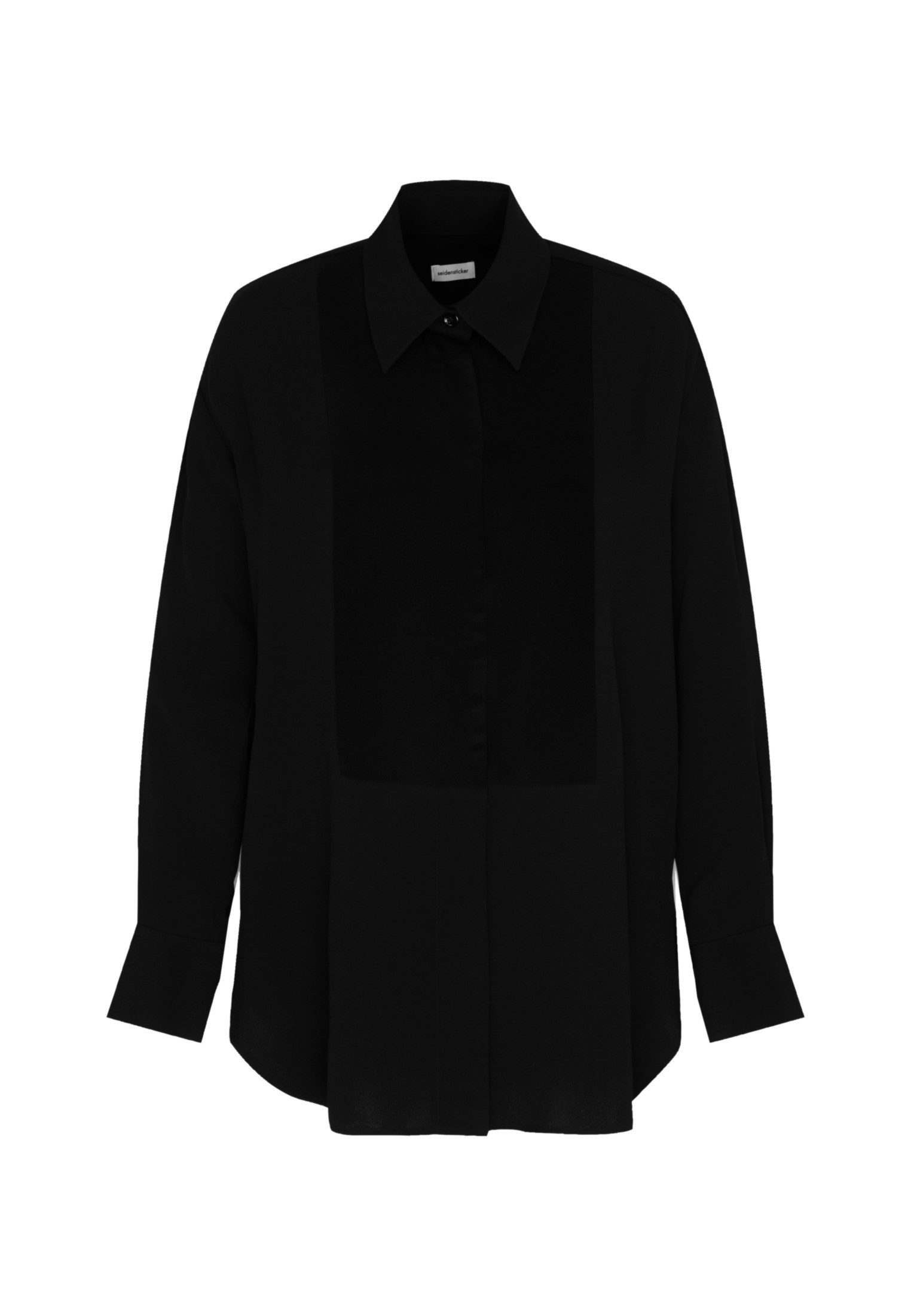 seidensticker Lange blouse Zwarte roos Lange mouwen kraag uni