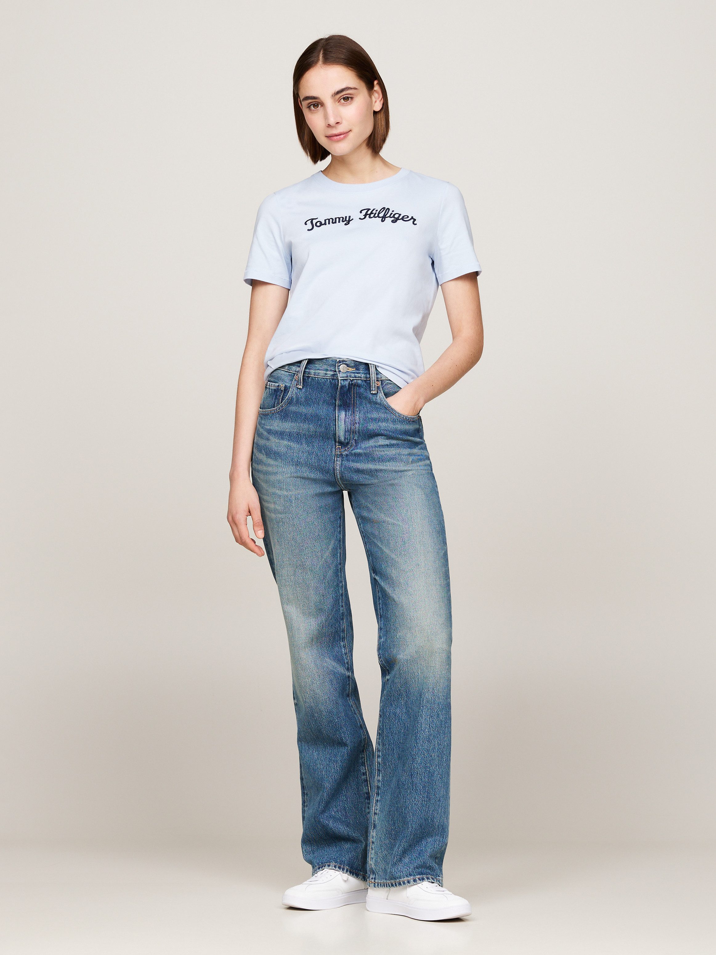 Tommy Hilfiger Shirt met korte mouwen REG SCRIPT C-NK SS met tommy hilfiger script-logo-opschrift