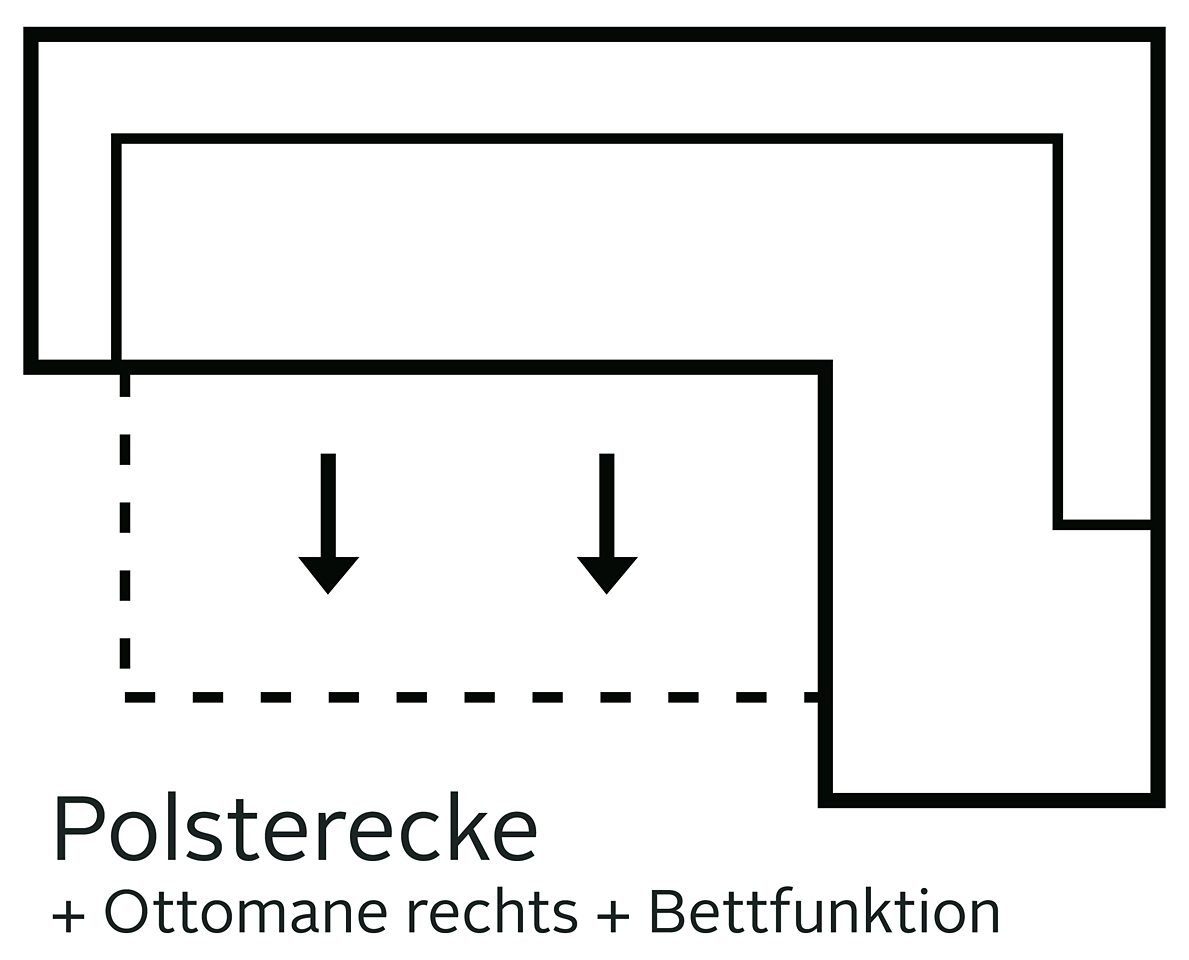 COTTA Hoekbank Enterprise L-vorm met hoofd- en armverstelling, optioneel met bedfunctie