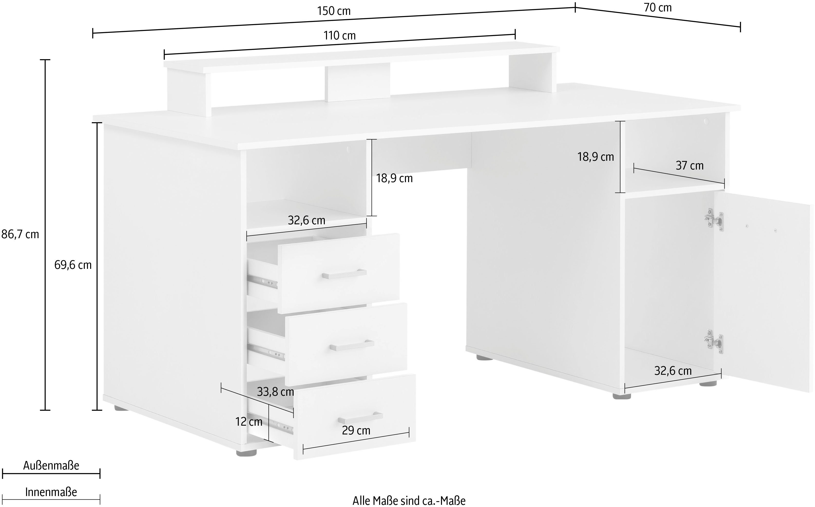 Schildmeyer Bureau Baku Breedte 150 cm, Made in Germany